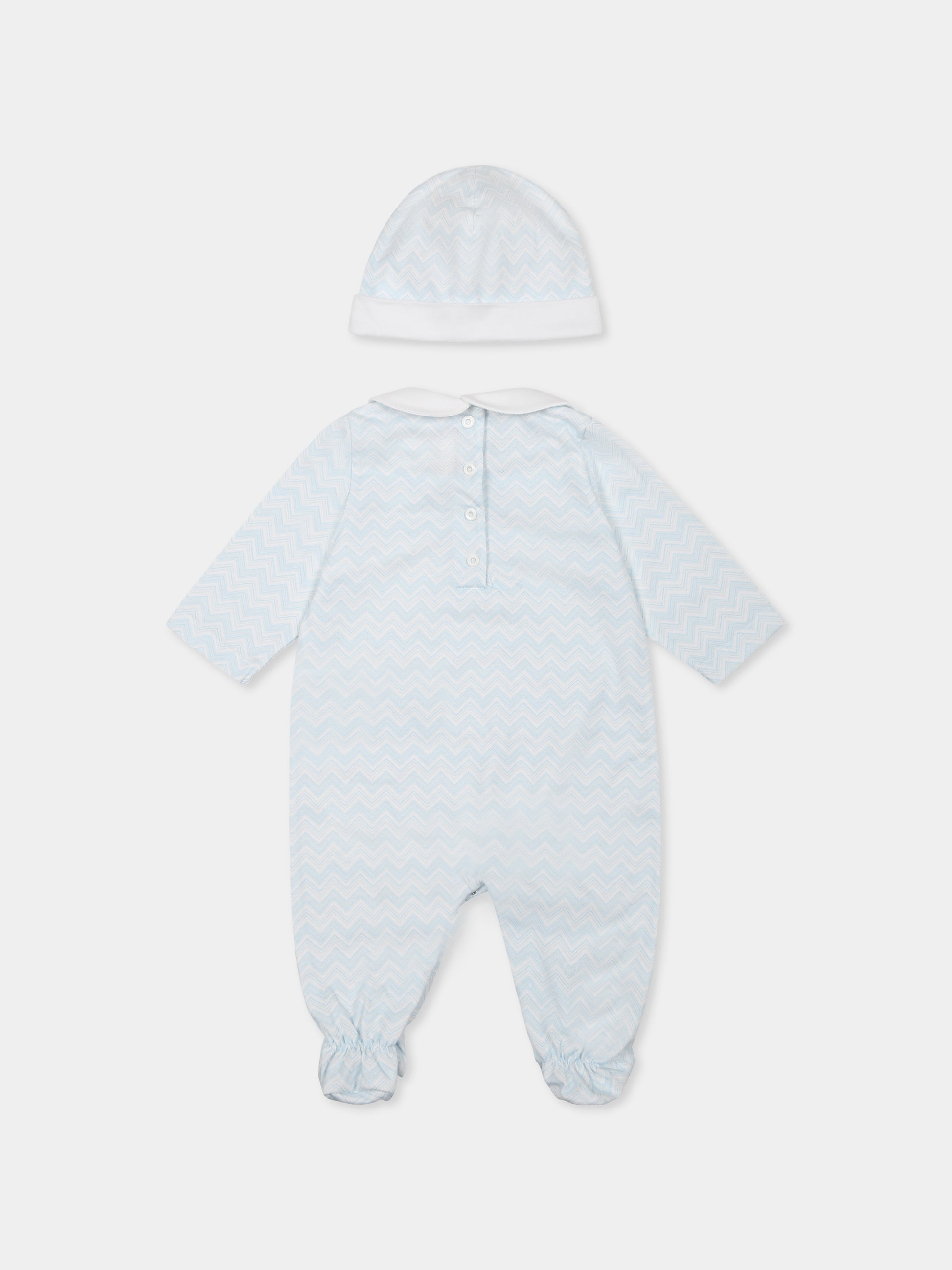 Set tutina celeste per neonato con motivo chevron,Missoni,MWB510 Z2972 100CE