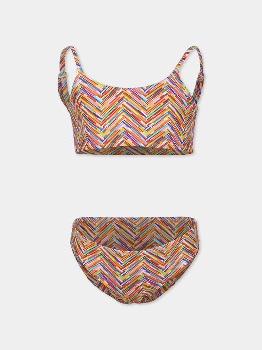 Bikini multicolor per bambina con motivo chevron,Missoni,MWCA19 Z2889 999