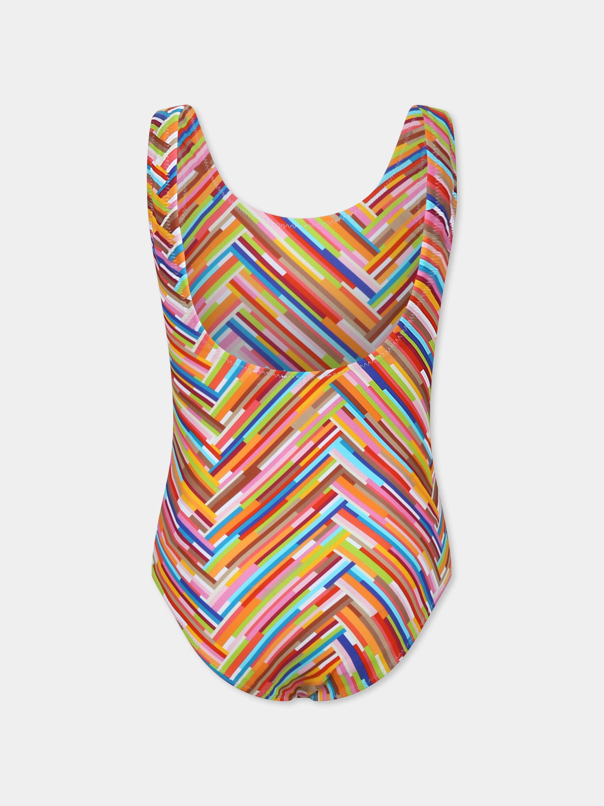 Costume intero multicolor per bambina con motivo chevron,Missoni,MWCA49 Z2891 999