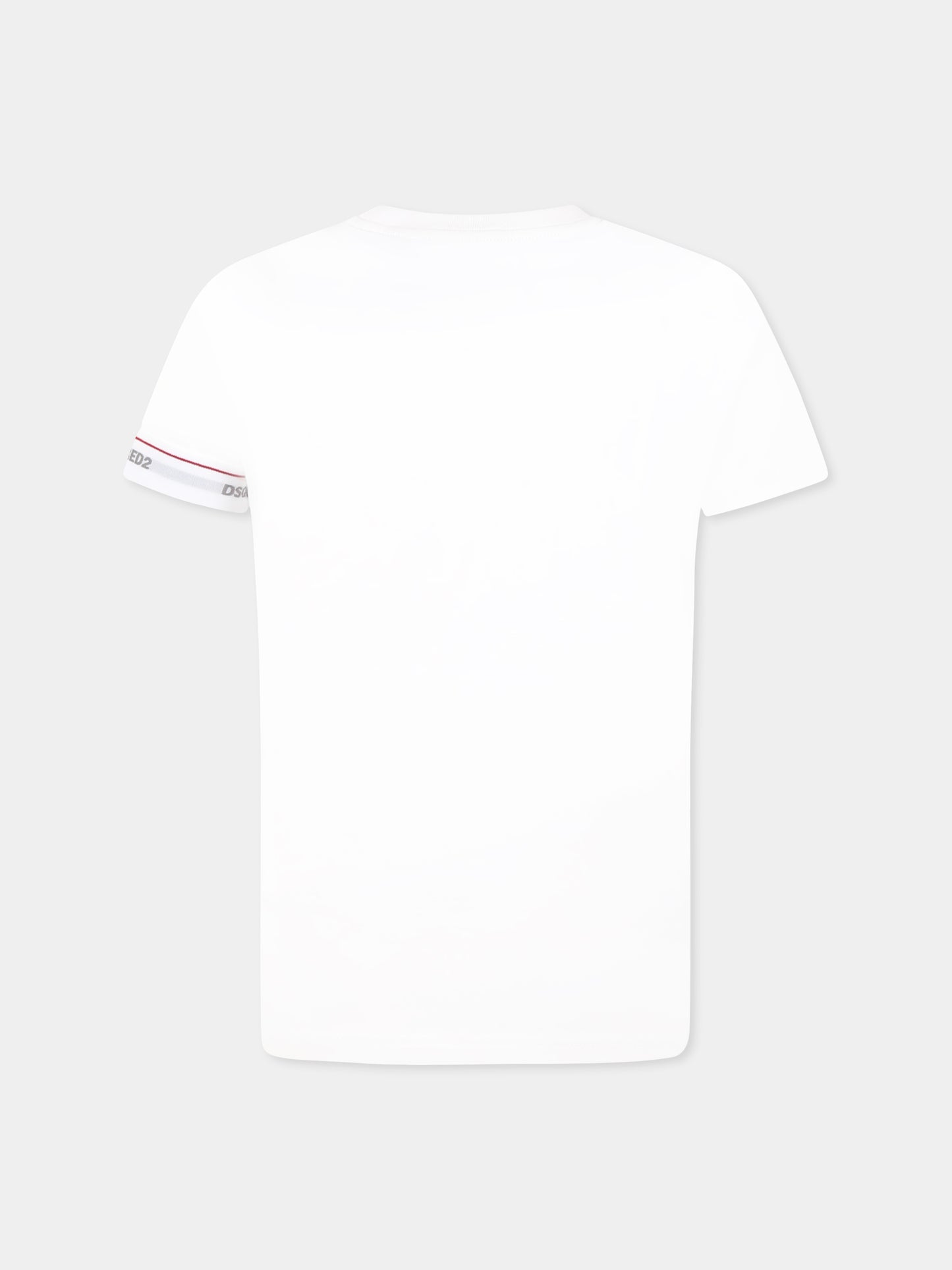 T-shirt bianca per bambino con logo,Dsquared2,DQ2480 D008J D2UT7U DQ100