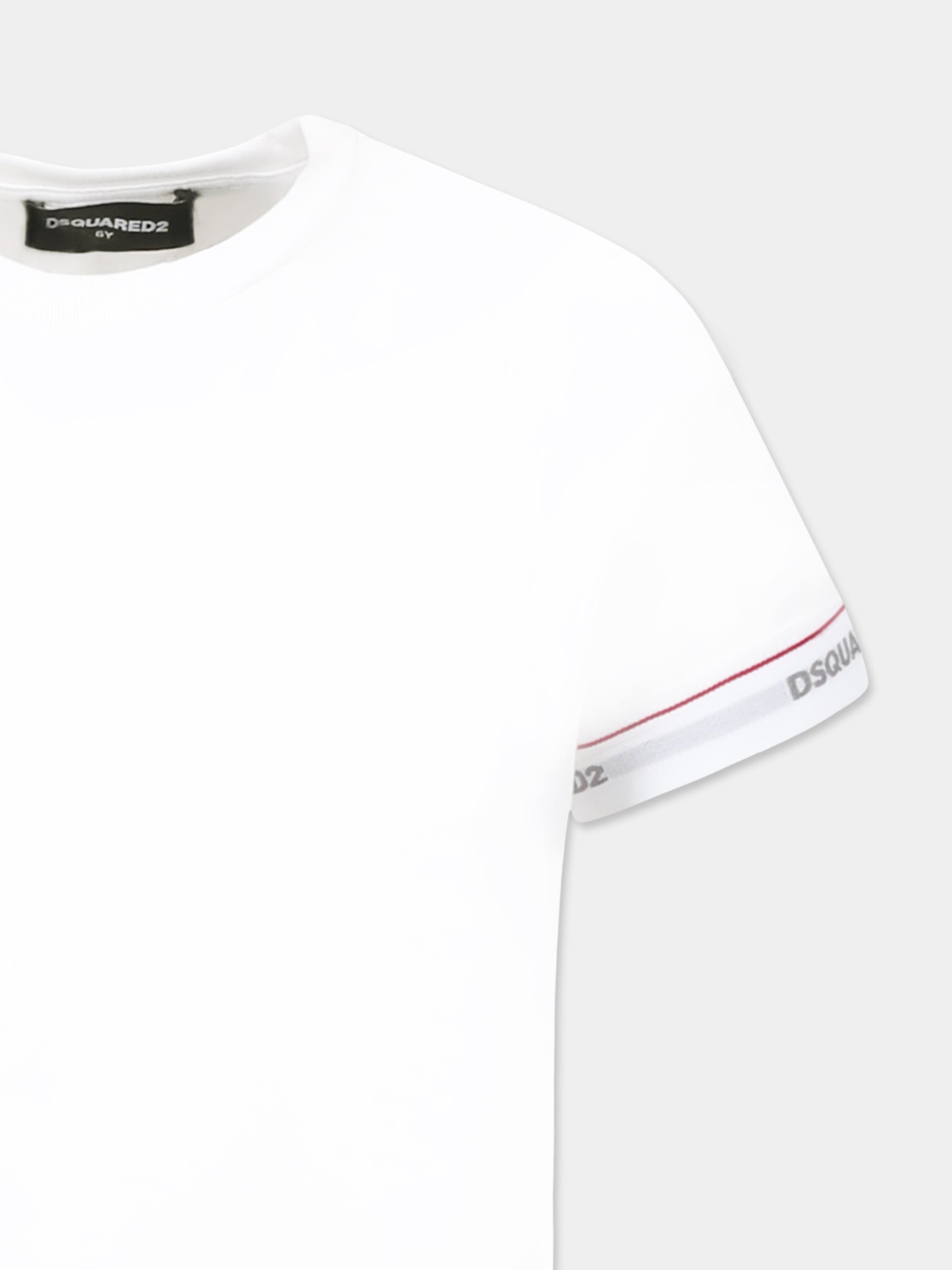 T-shirt bianca per bambino con logo,Dsquared2,DQ2480 D008J D2UT7U DQ100