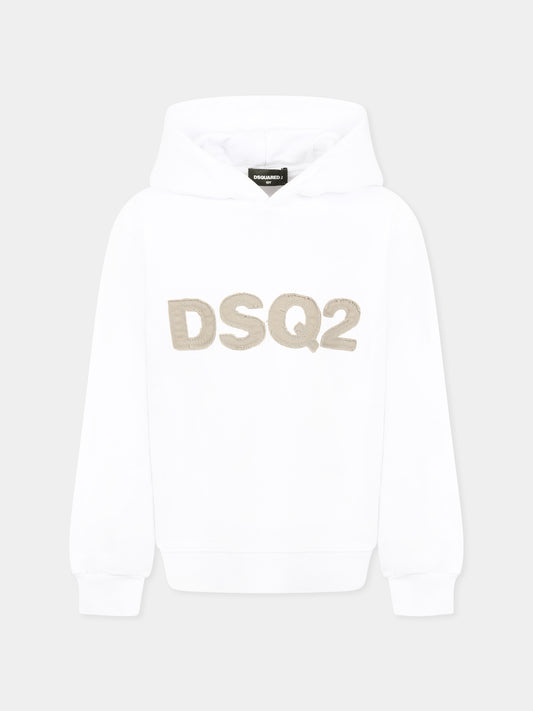 White sweatshirt for boy with logo