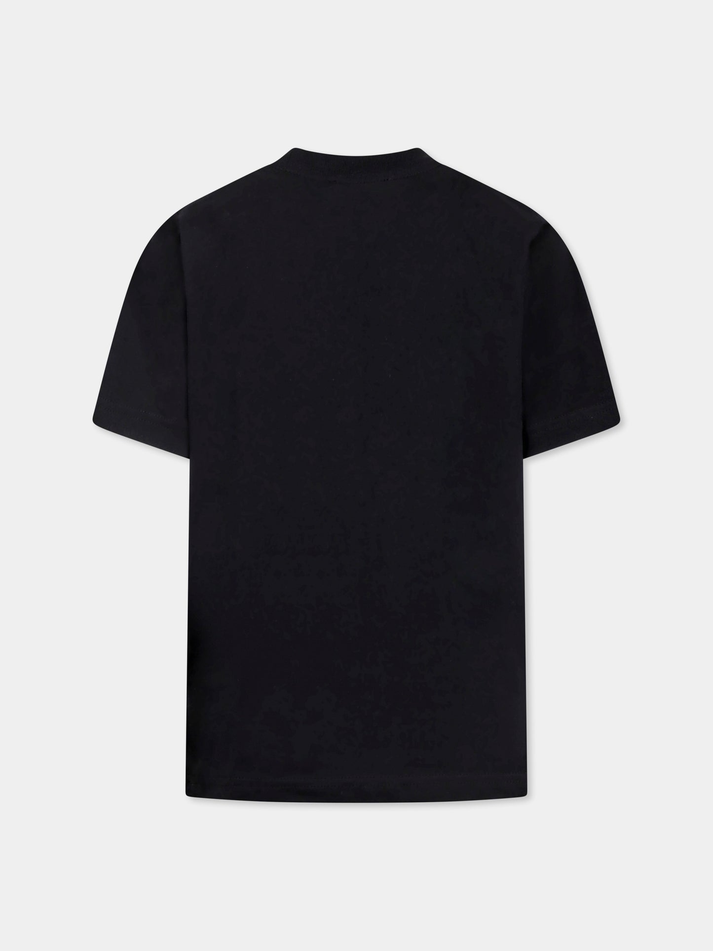 T-shirt nera per bambino con iconica foglia d'acero e logo,Dsquared2,DQ2770 D0015 D2T1134U DQ900