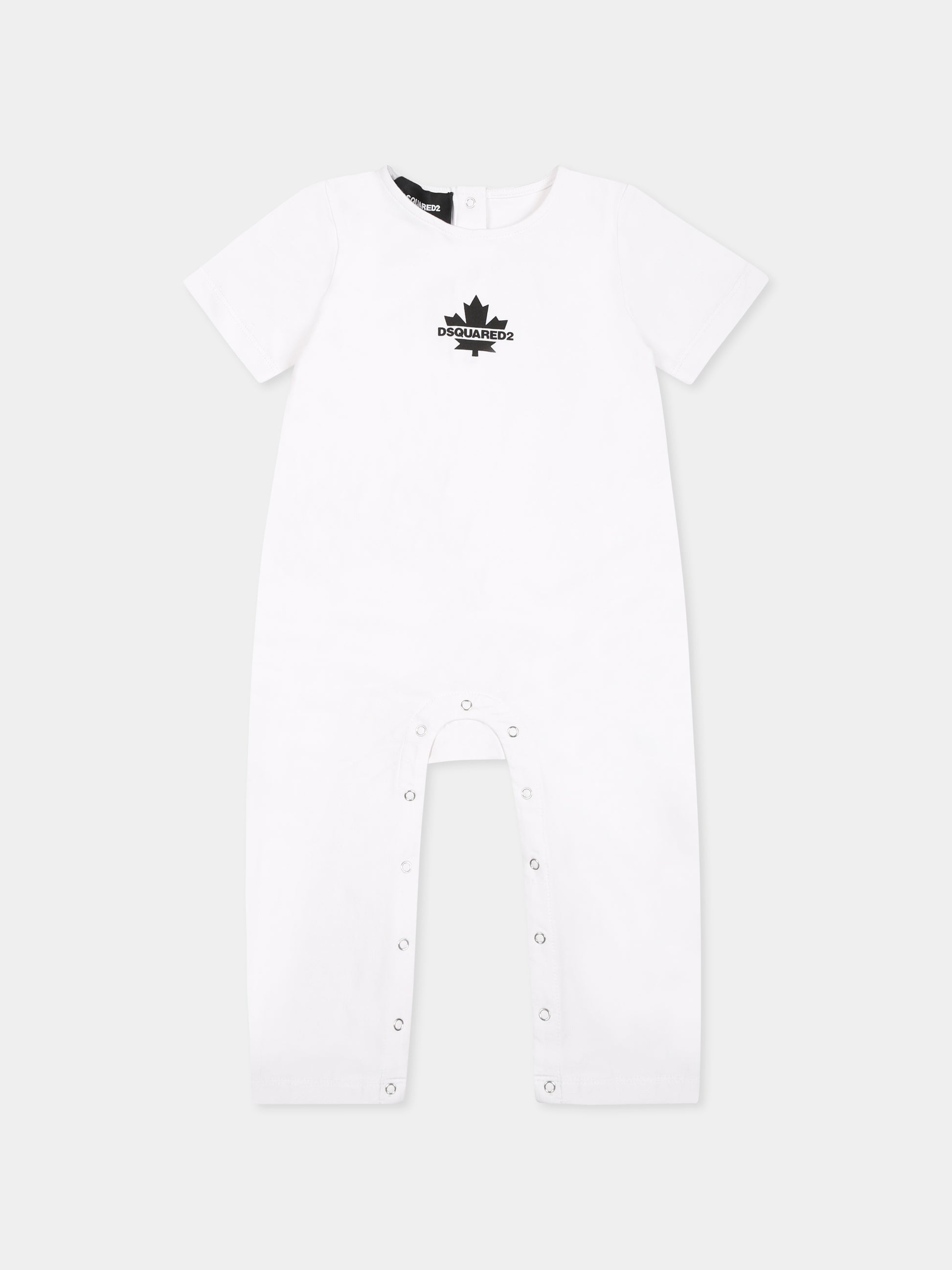 Pagliaccetto bianco per neonato con logo nero,Dsquared2,DQ2878 D008J D2U176B DQ100