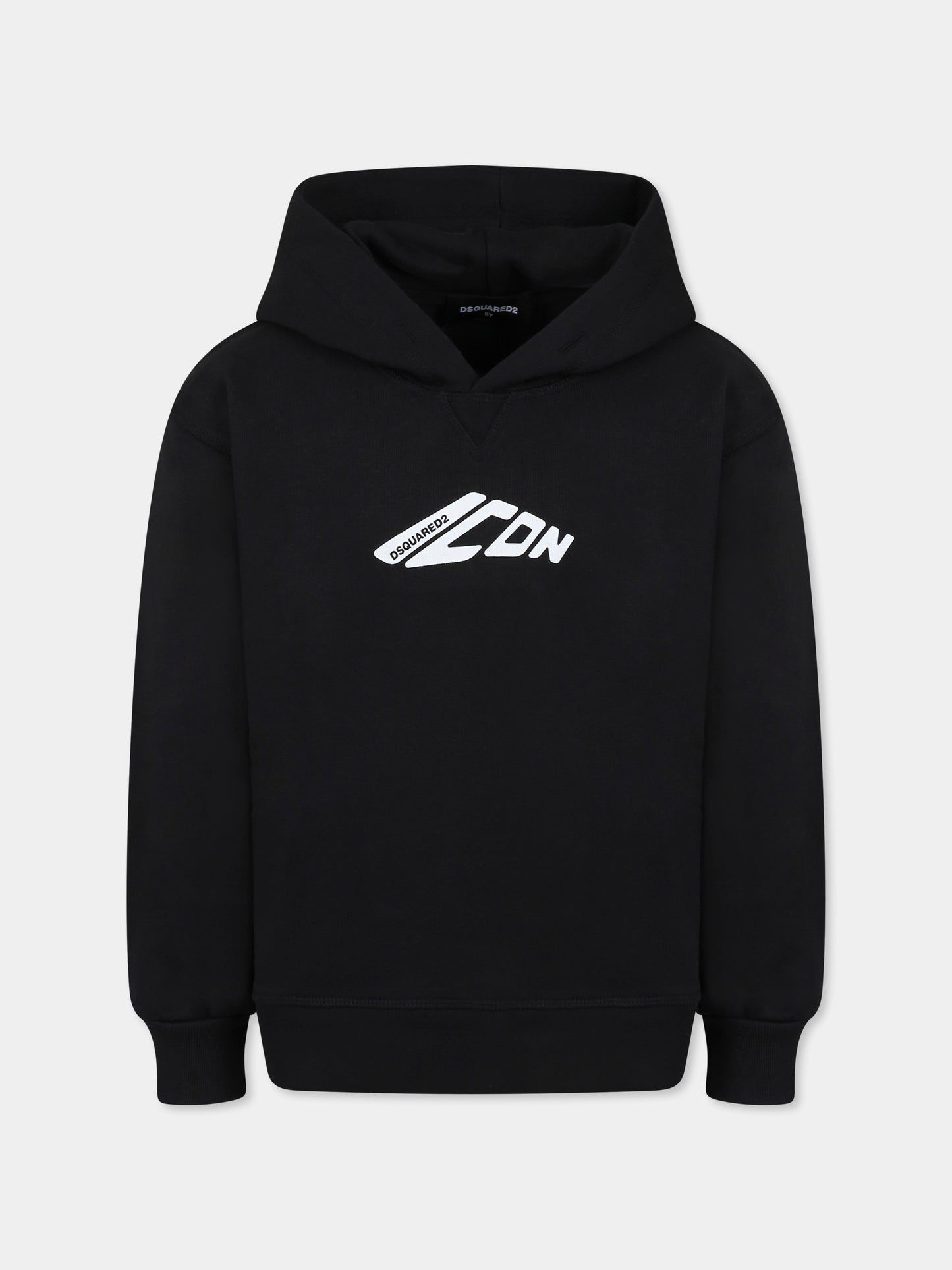 Felpa nera per bambino con logo Icon,Dsquared2,DQ2940 D00ZF D2S909U DQ900