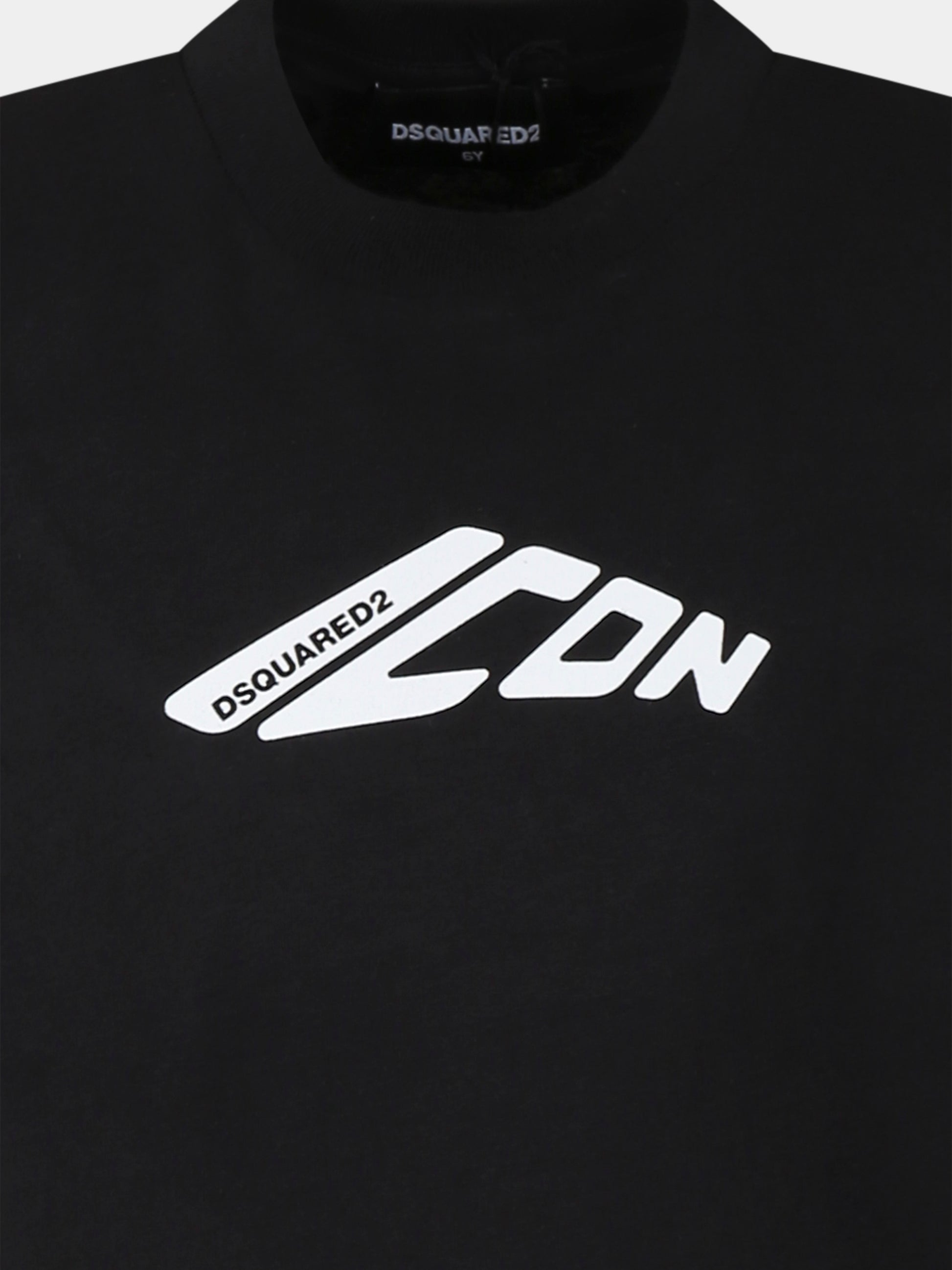 T-shirt nera per bambino con logo bianco,Dsquared2,DQ2941 D00XM D2T1163U DQ900