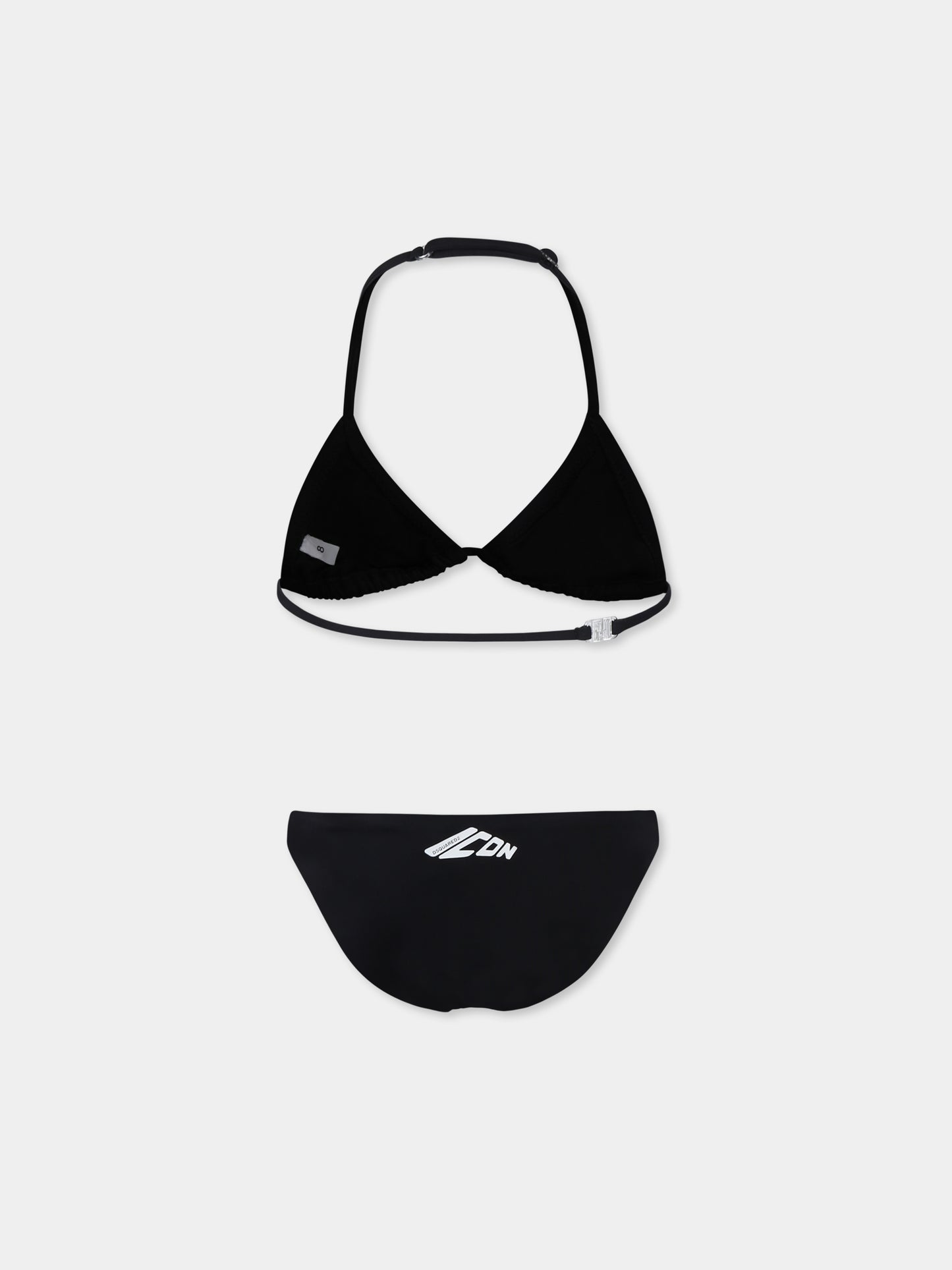 Bikini nero per bambina con logo,Dsquared2,DQ2957 D000V D2M136F DQ900