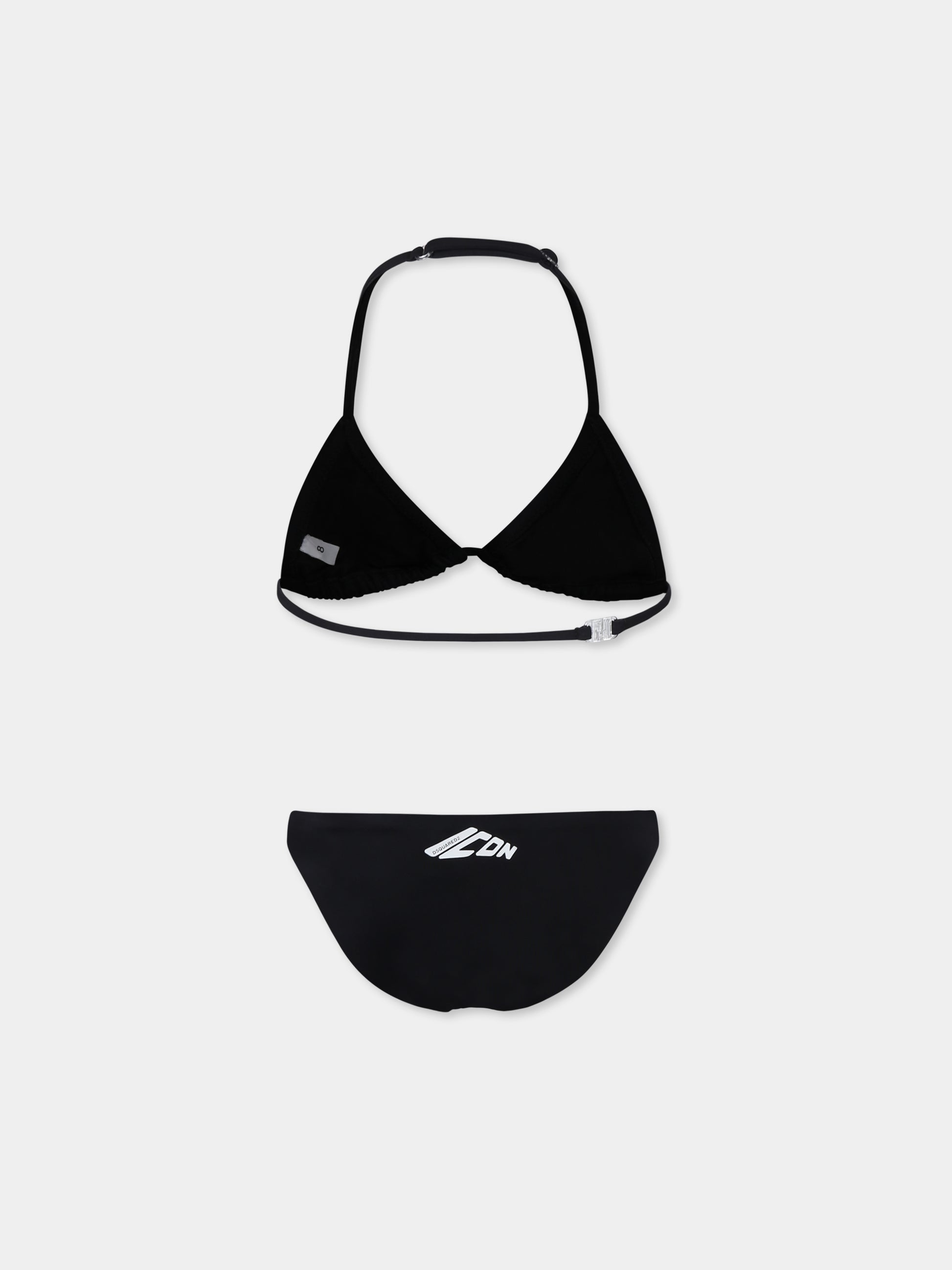Bikini nero per bambina con logo,Dsquared2,DQ2957 D000V D2M136F DQ900