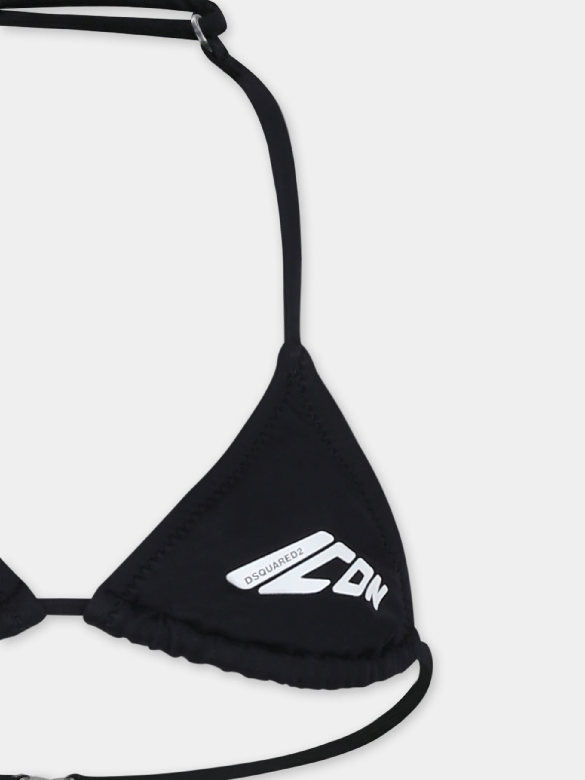 Bikini nero per bambina con logo,Dsquared2,DQ2957 D000V D2M136F DQ900