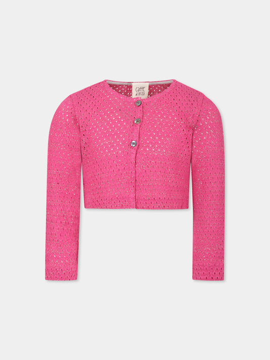 Cardigan fucsia per bambina,Caffe' D'orzo,ZW9A10 Q0043 50L