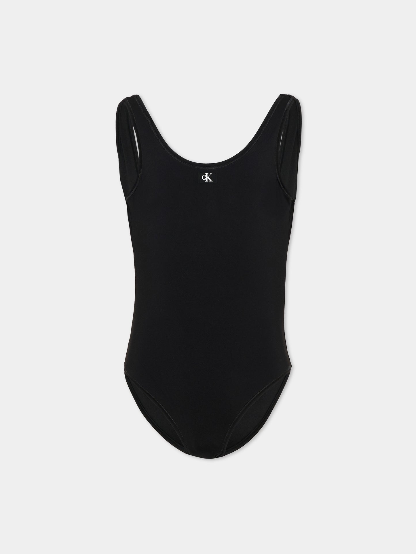 Costume intero nero per bambina con logo,Calvin Klein Kids,KY0KY00099 BEH