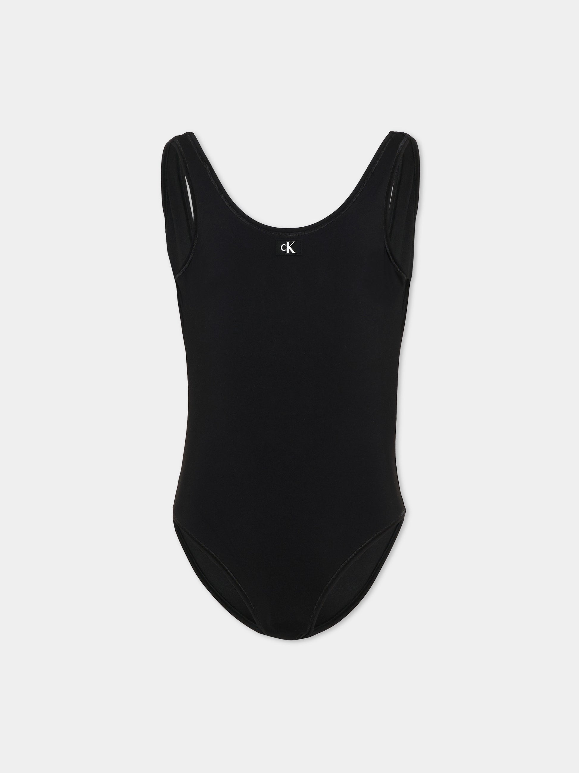 Costume intero nero per bambina con logo,Calvin Klein Kids,KY0KY00099 BEH