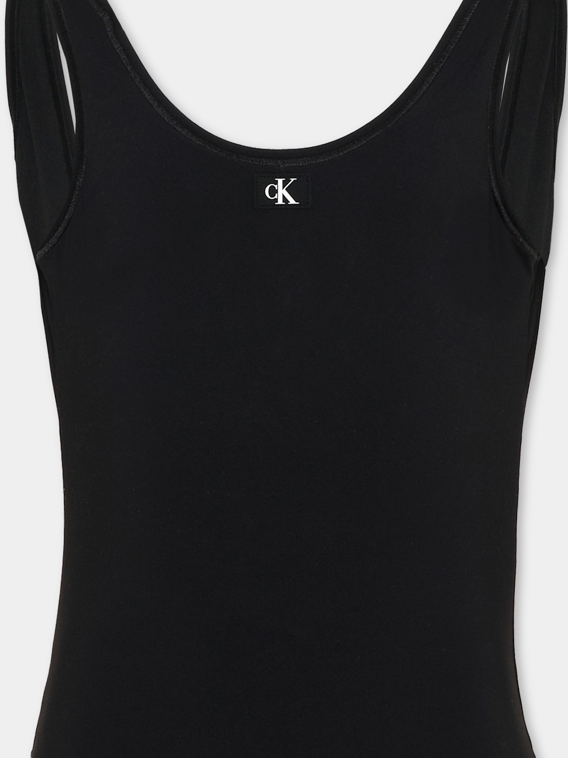 Costume intero nero per bambina con logo,Calvin Klein Kids,KY0KY00099 BEH