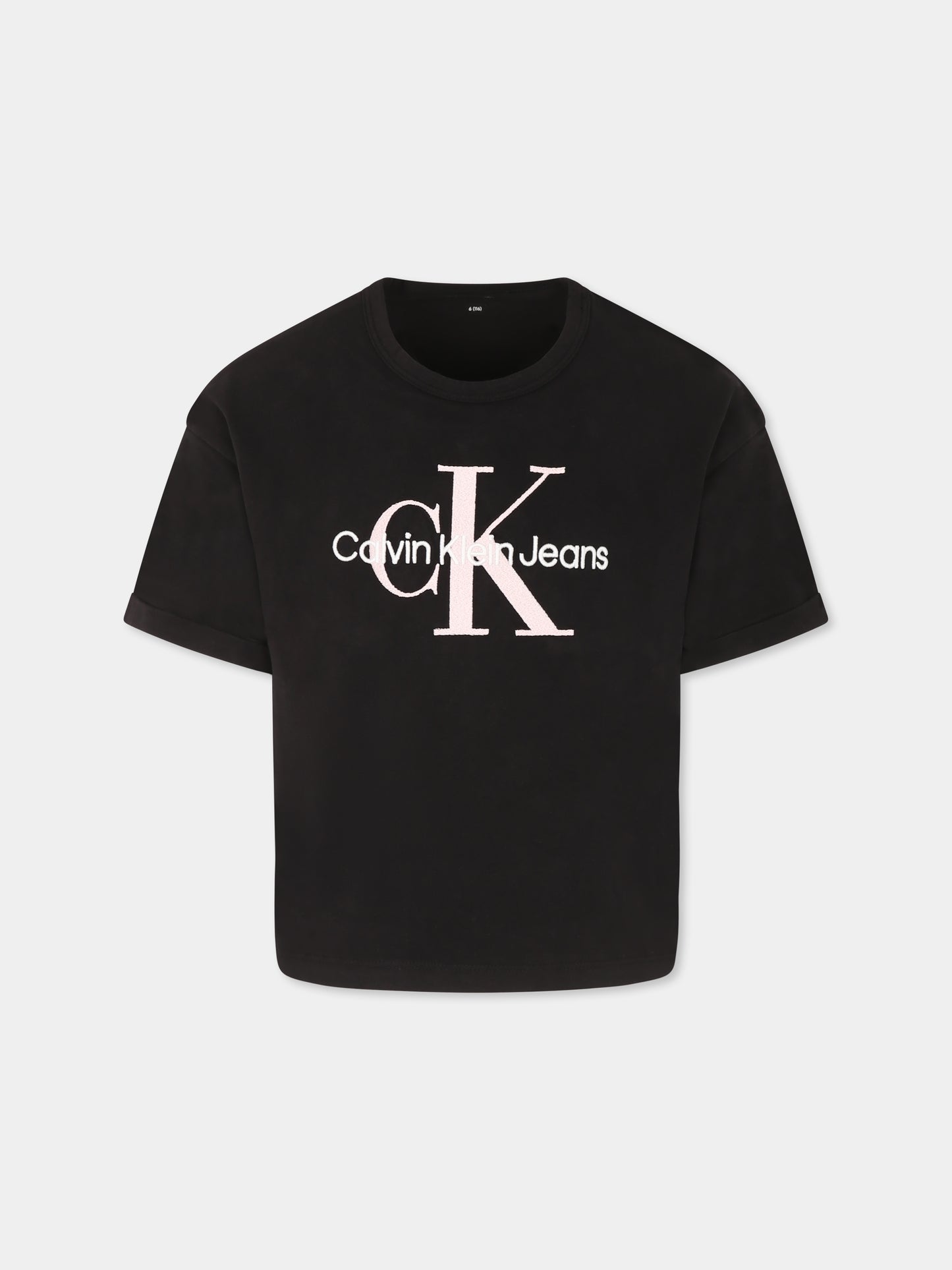 T-shirt nera per bambina con logo,Calvin Klein Kids,25S CKIG0IG02861J IG0IG02861 BEH