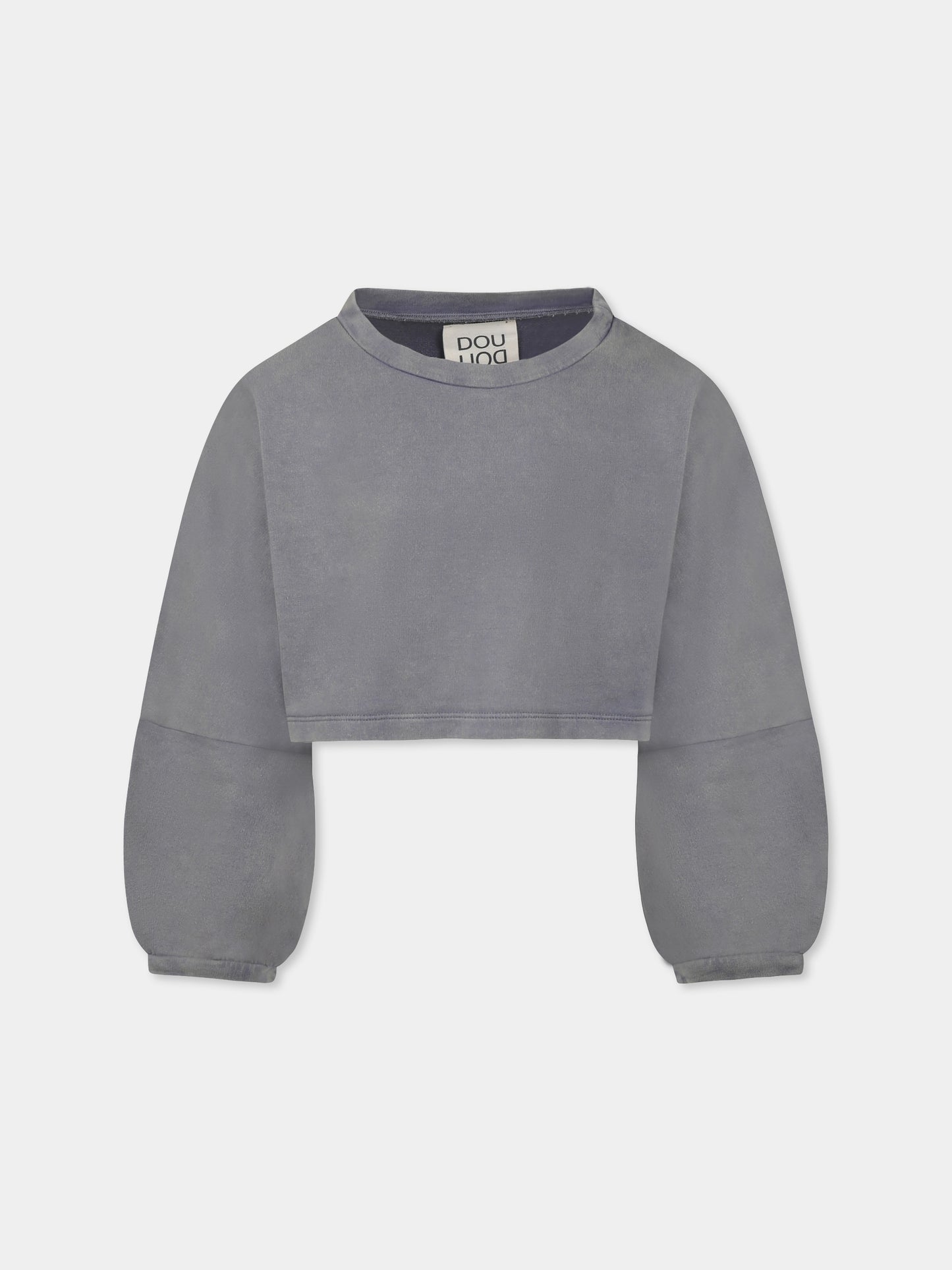 Felpa crop grigia per bambina con logo,Douuod Kids,DW4A00 Z2929 922