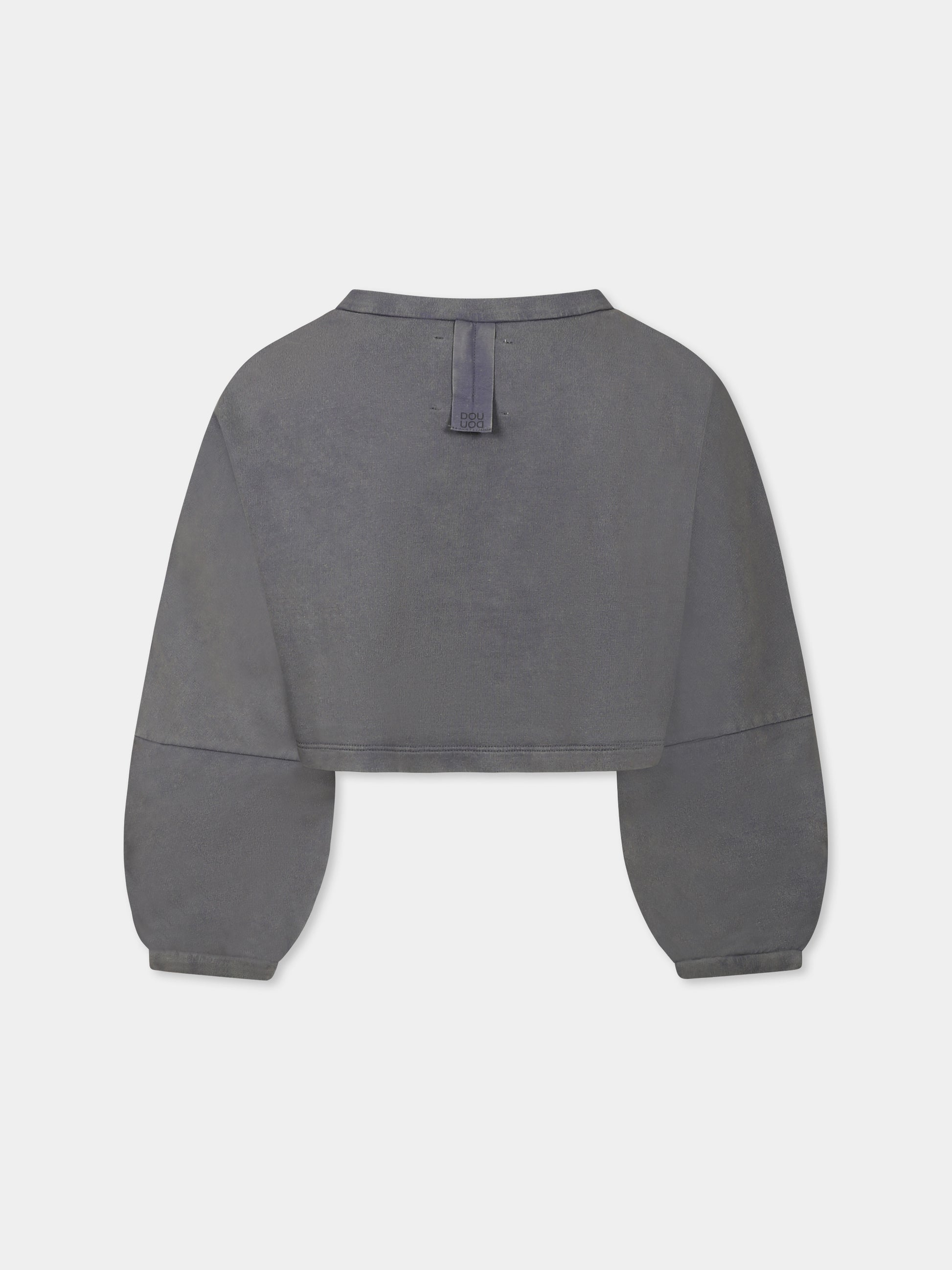 Felpa crop grigia per bambina con logo,Douuod Kids,DW4A00 Z2929 922