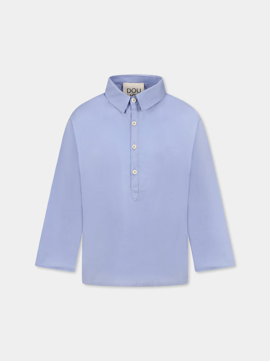 Camicia celeste per bambina con logo,Douuod Kids,DW5P10 P0522 679