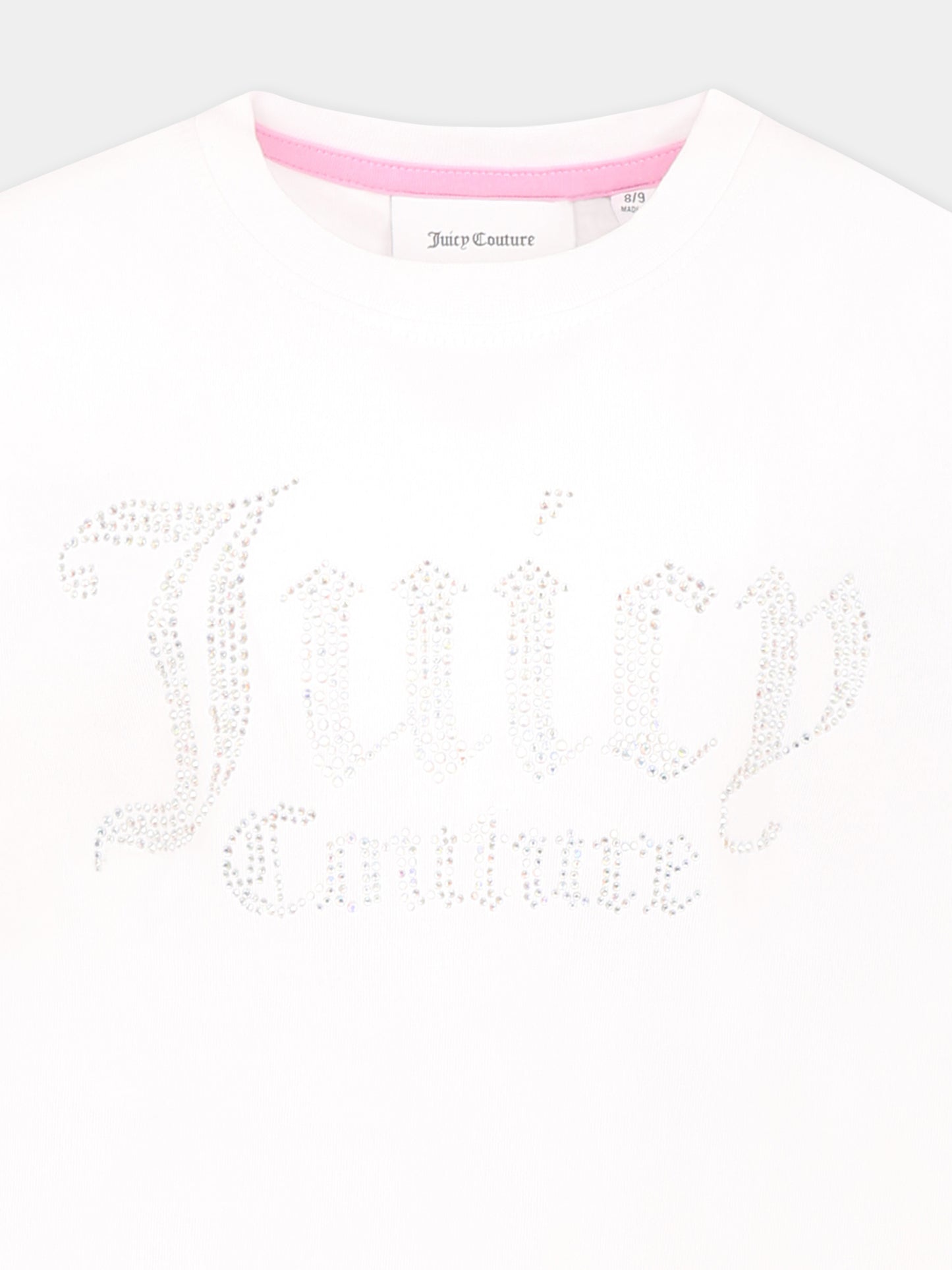 T-shirt bianca per bambina con logo di strass,Juicy Couture,NOS JCJBX6409 JBX6409 002
