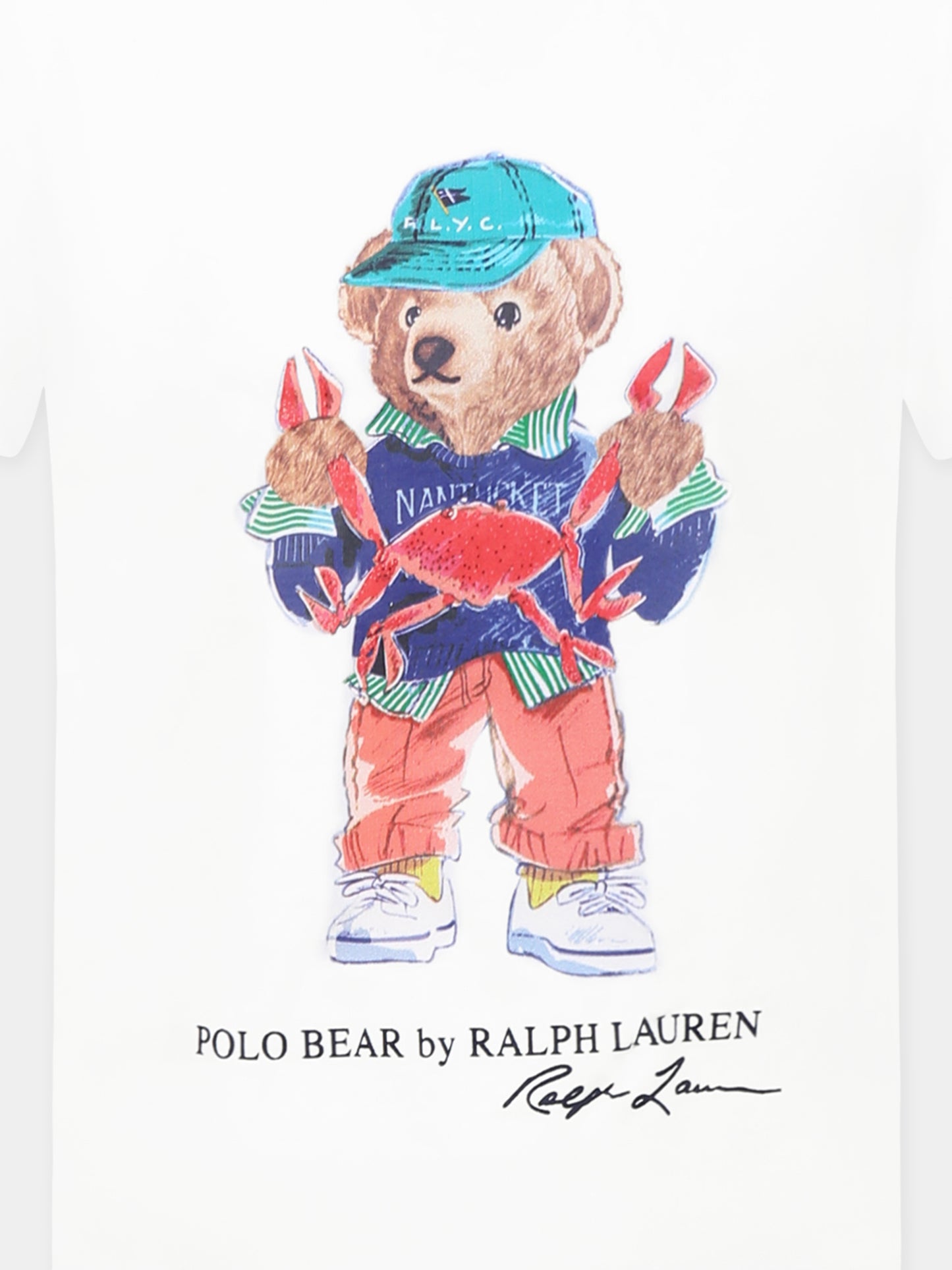 White t-shirt for boy with Polo Bear