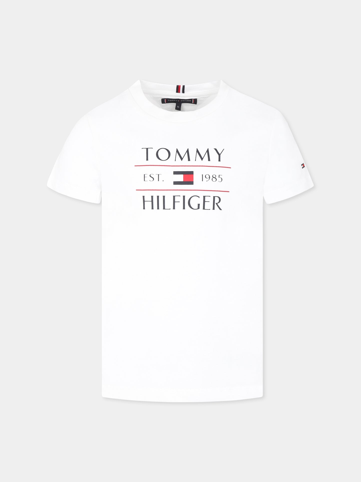 T-shirt bianca per bambino con logo,Tommy Hilfiger Junior,25S THKB0KB09538J KB0KB09538 YBR