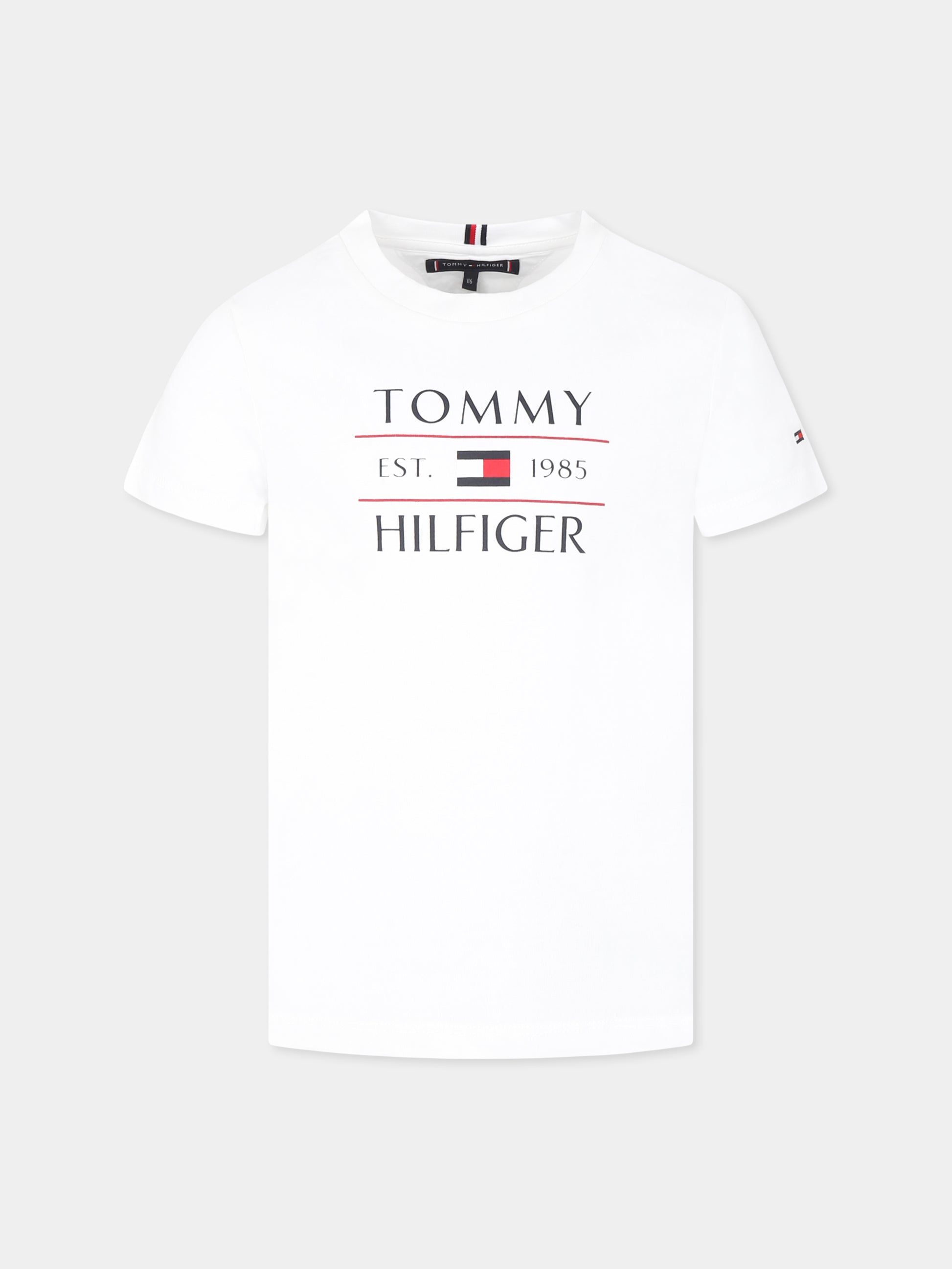 T-shirt bianca per bambino con logo,Tommy Hilfiger Junior,25S THKB0KB09538J KB0KB09538 YBR