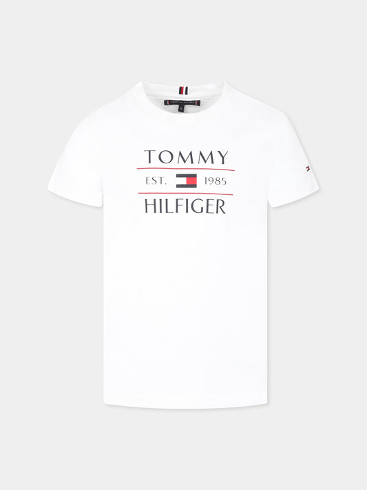 T-shirt bianca per bambino con logo,Tommy Hilfiger Junior,25S THKB0KB09538J KB0KB09538 YBR