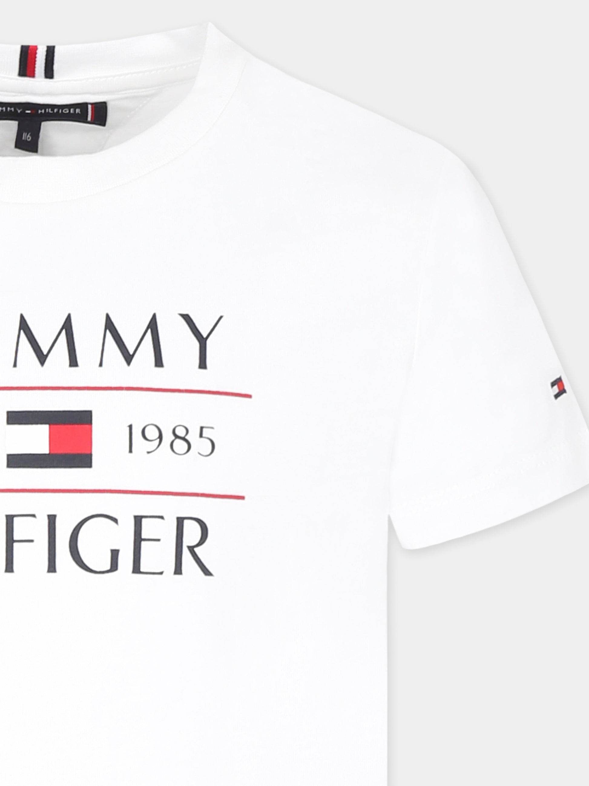 T-shirt bianca per bambino con logo,Tommy Hilfiger Junior,25S THKB0KB09538J KB0KB09538 YBR