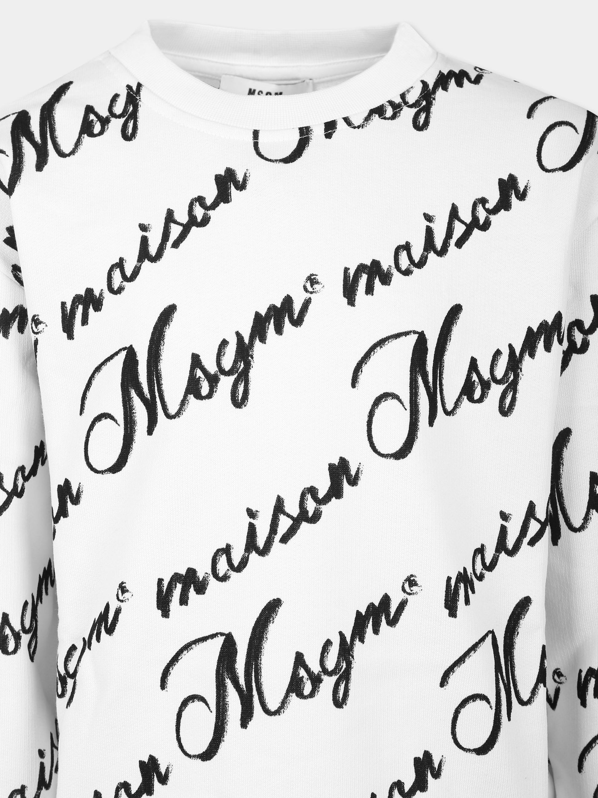 Felpa bianca per bambini con logo nero,Msgm Kids,S4MSJGSW128 BIANCO