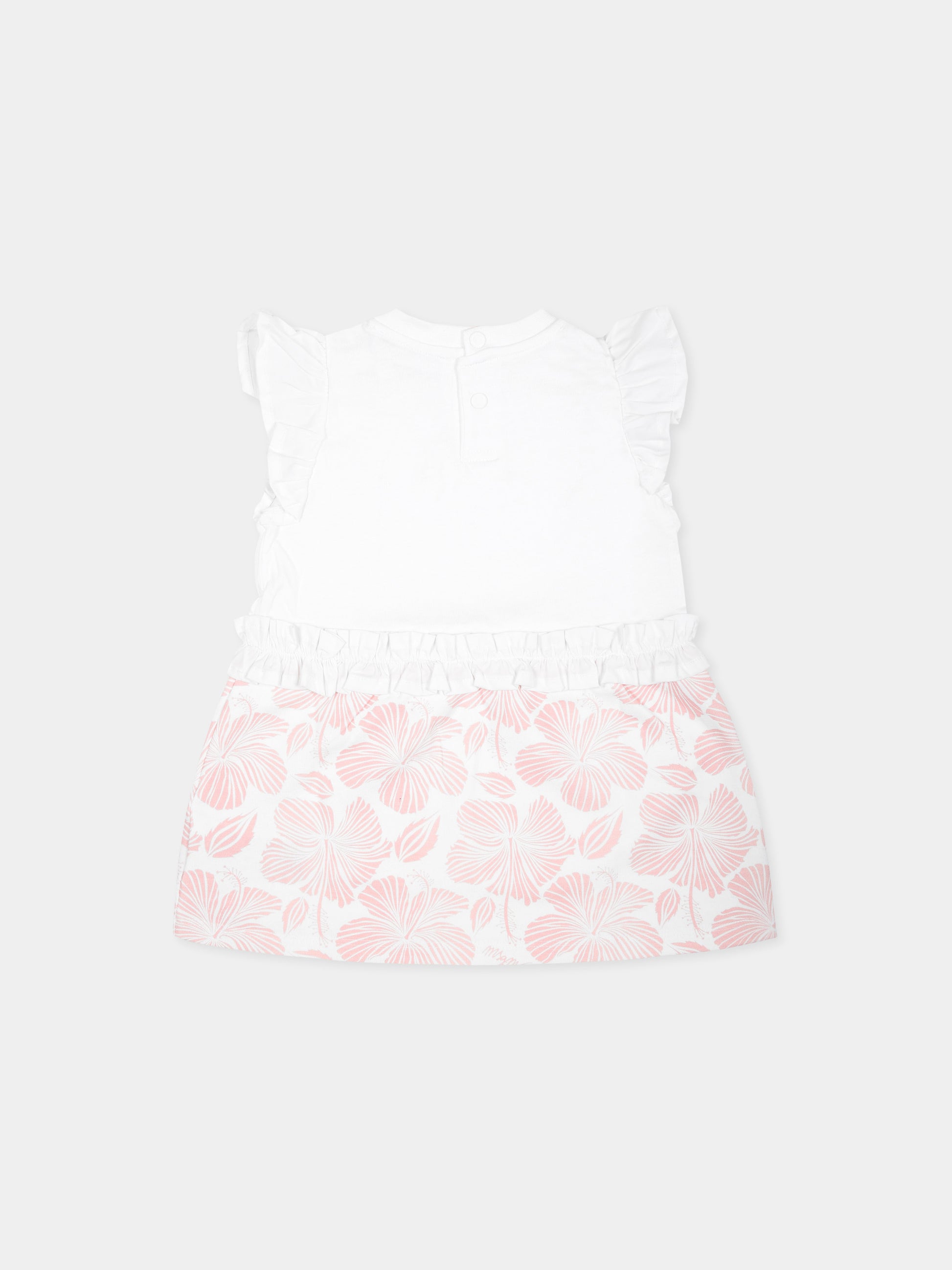 Vestito bianco per neonata con logo rosa,Msgm Kids,S4MSNGDR294 ROSA