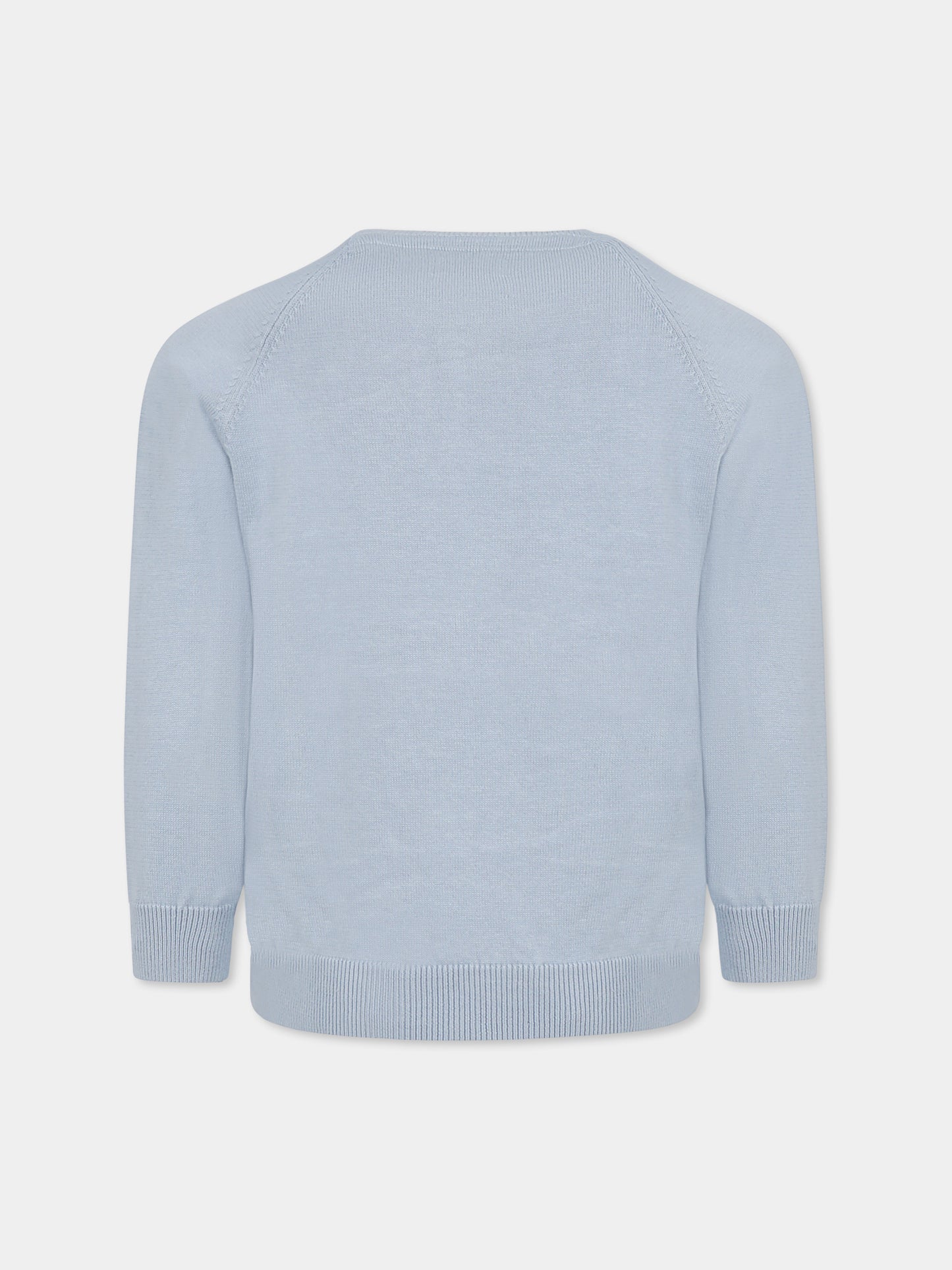 Light blue sweater for boy with logo patch