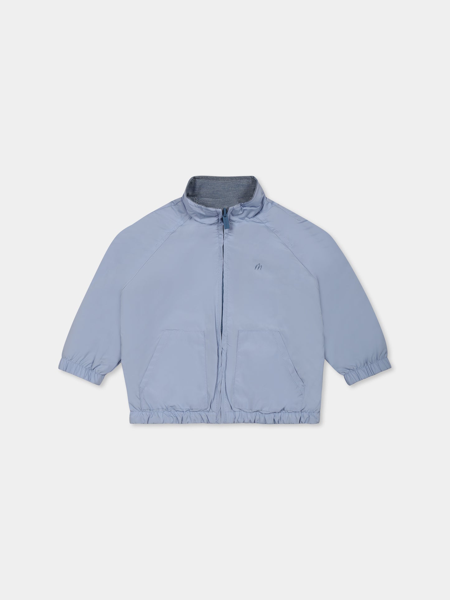 Giacca a vento reversibile celesteper neonato con logo,Mayoral,1476 067