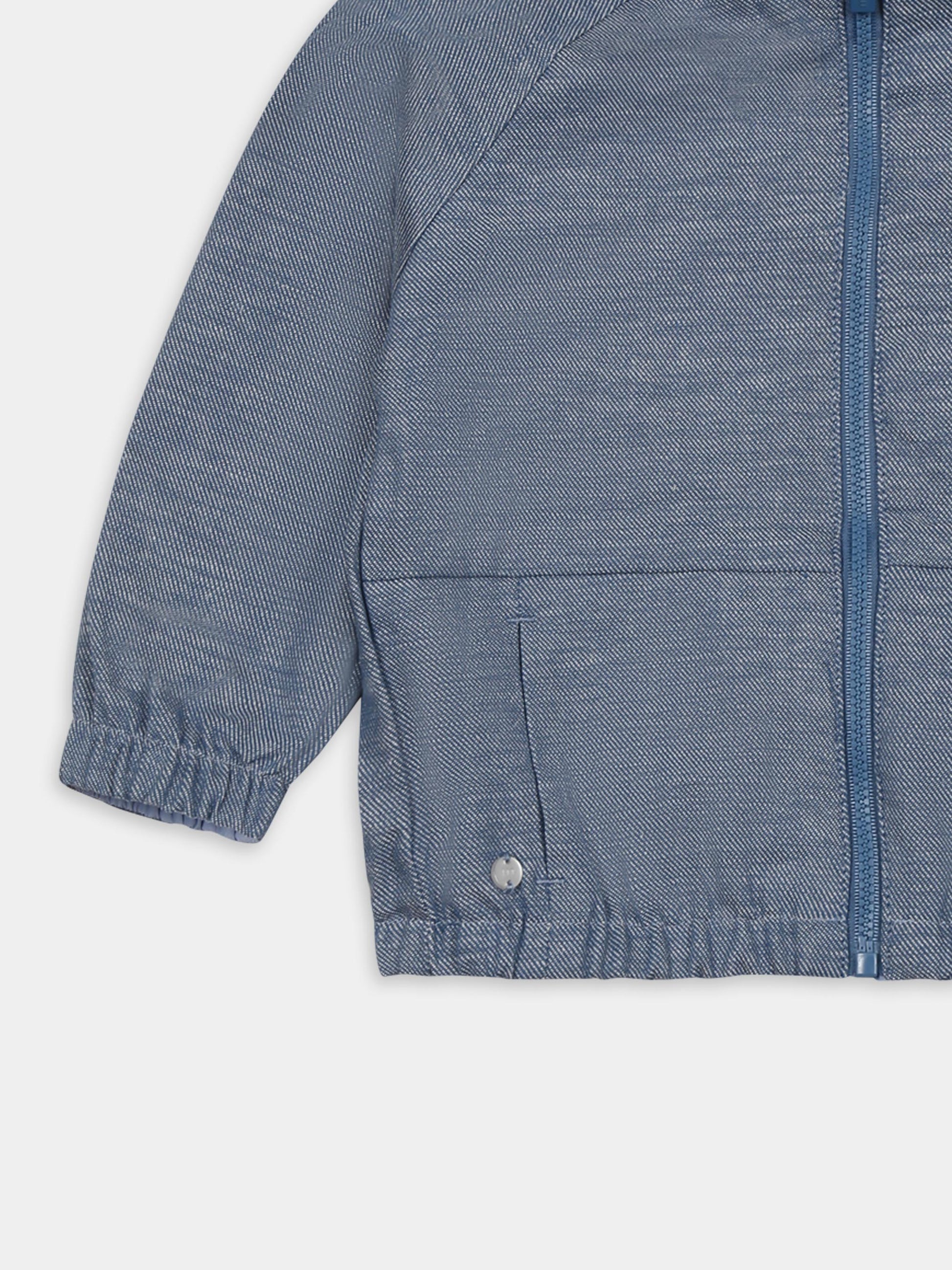 Giacca a vento reversibile celesteper neonato con logo,Mayoral,1476 067