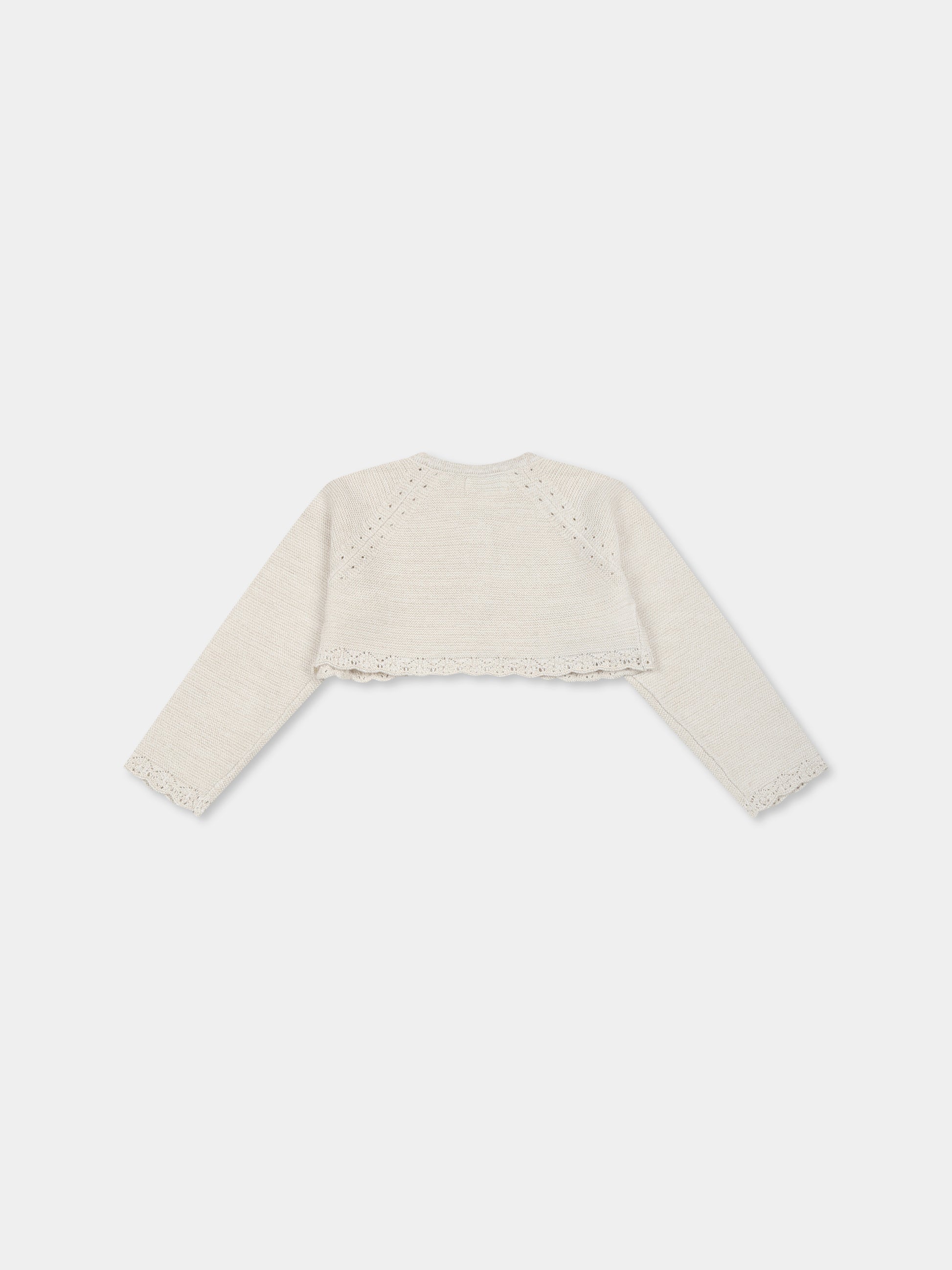 Cardigan beige per neonata con logo,Mayoral,306 044