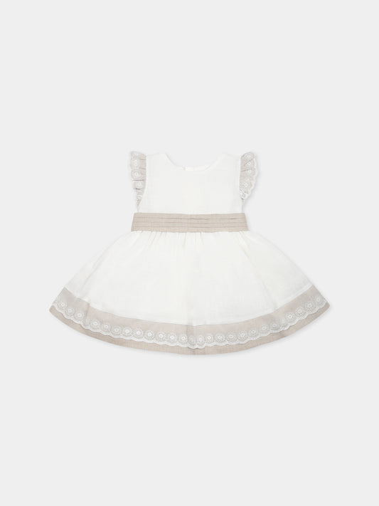 Ivory dress for baby girl with bow