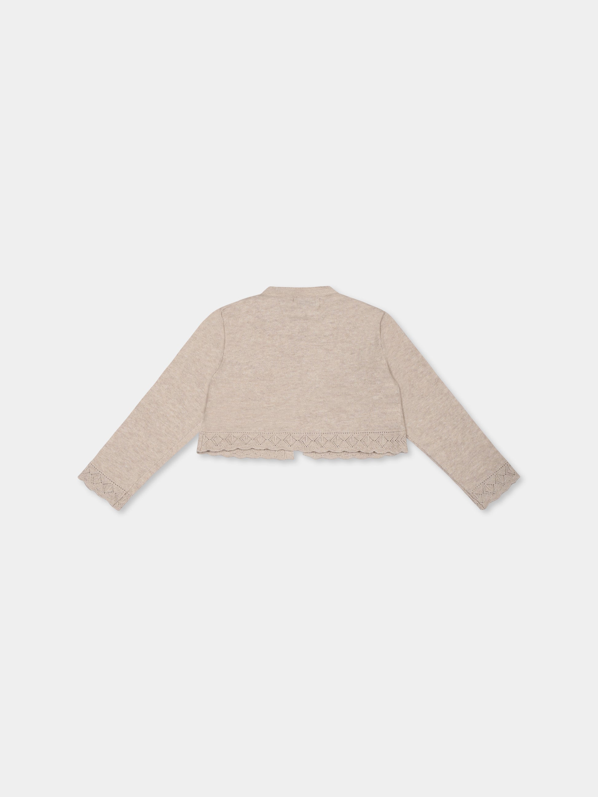 Cardigan crop beige per neonata con stella,Mayoral,302 036