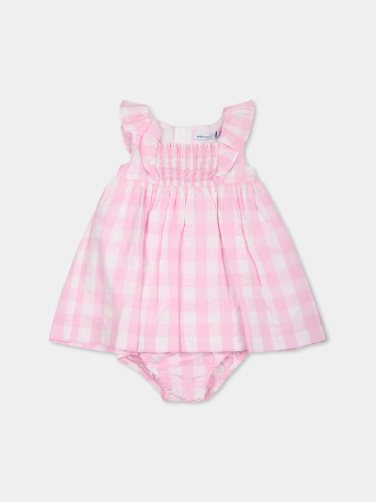 Vestito rosa per neonata con stampa vichy,Mayoral,1912 044
