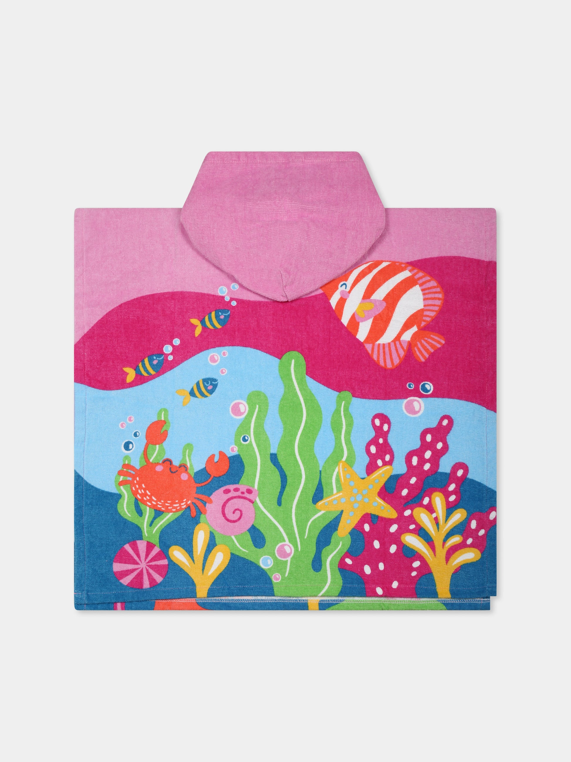 Accappatoio fucsia per neonata con stampa marina,Mayoral,10895 028