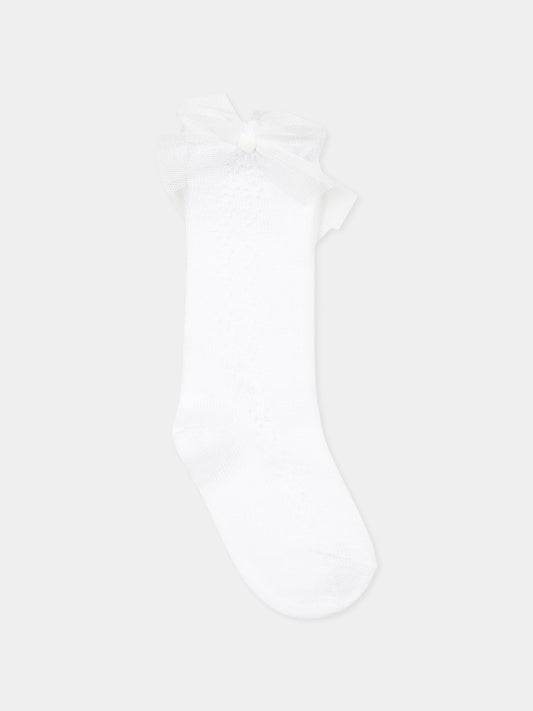 Calzini bianchi per neonata con fiocco,Mayoral,10871 079