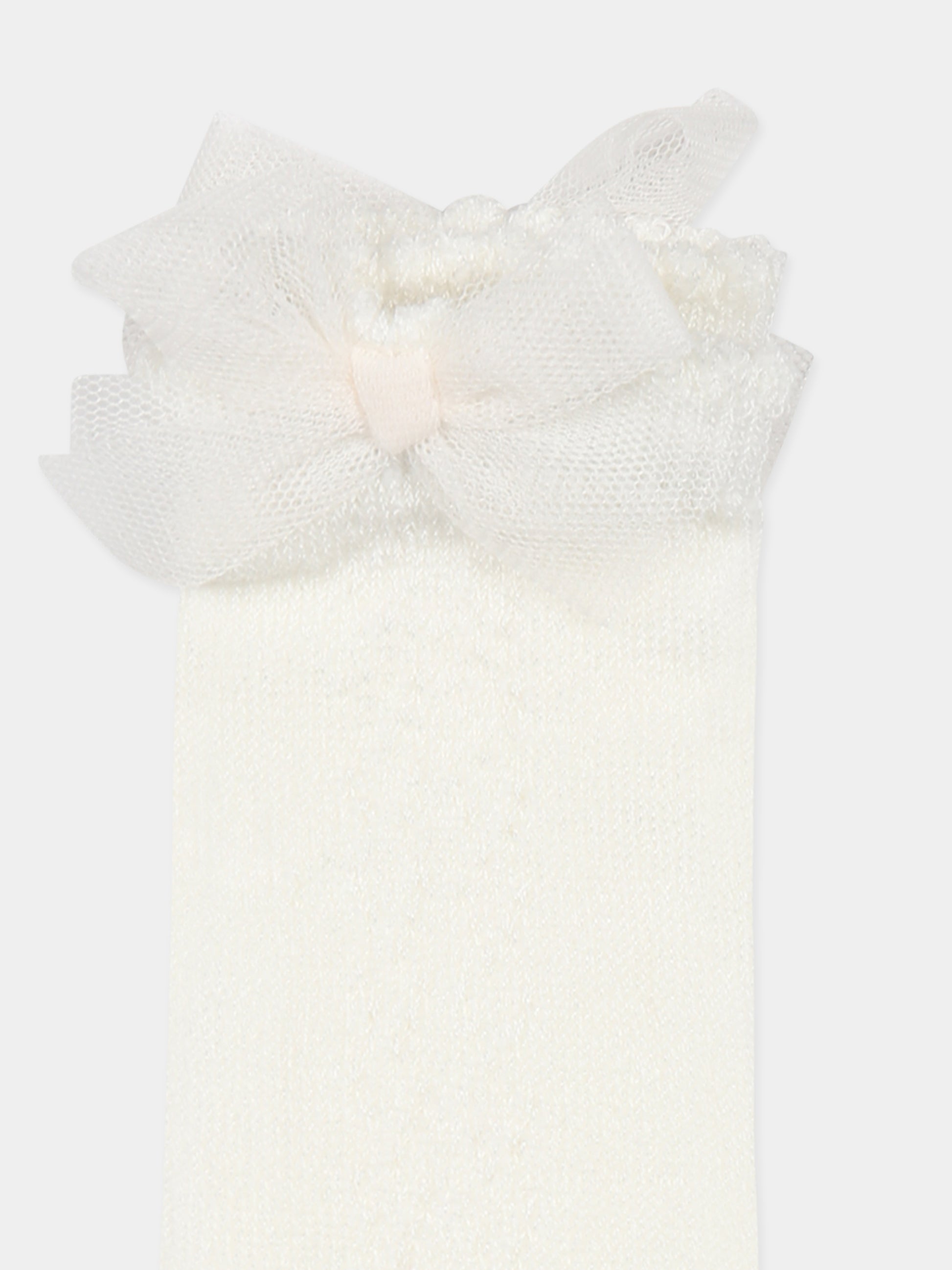 Calzini avorio per neonata con fiocco,Mayoral,10871 081