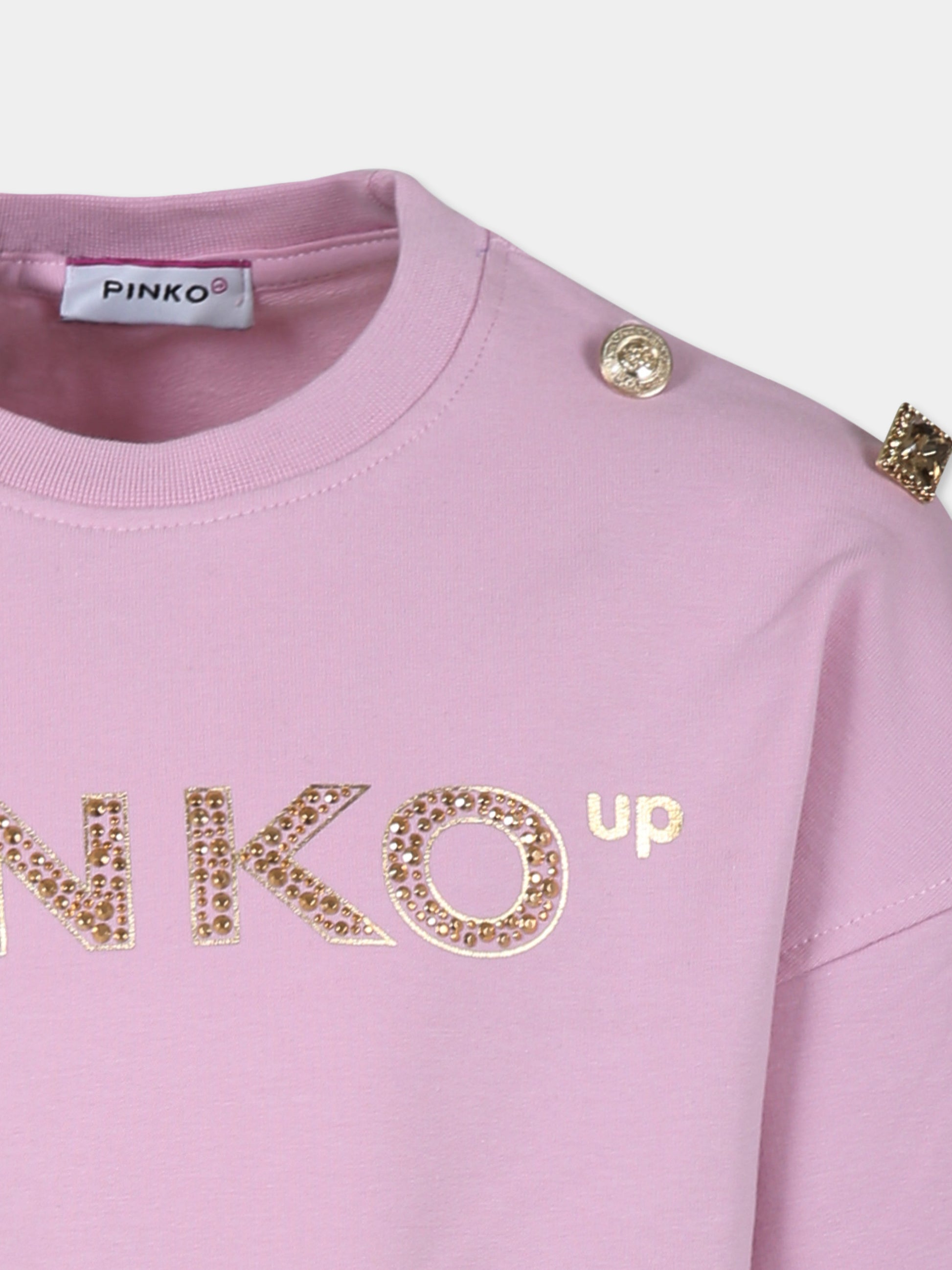 Felpa crop rosa per bambina con logo,Pinko,S4PIJGSW198 042