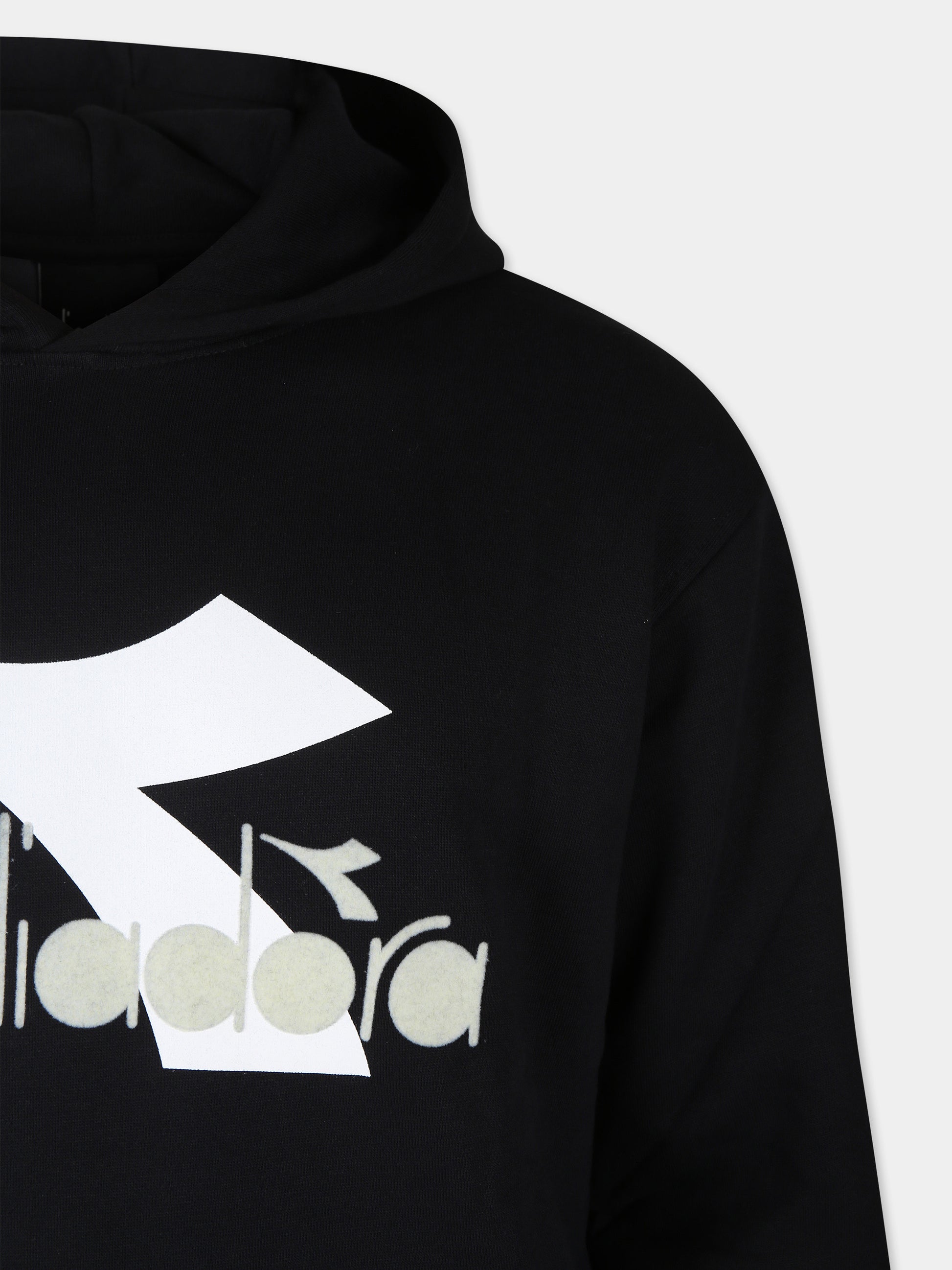 Felpa nera per bambino con logo,Diadora Kids,F3DIJBHS034 110