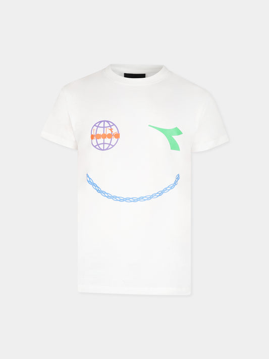 T-shirt avorio per bambino con smile,Diadora Kids,F3DIJBTH053 013