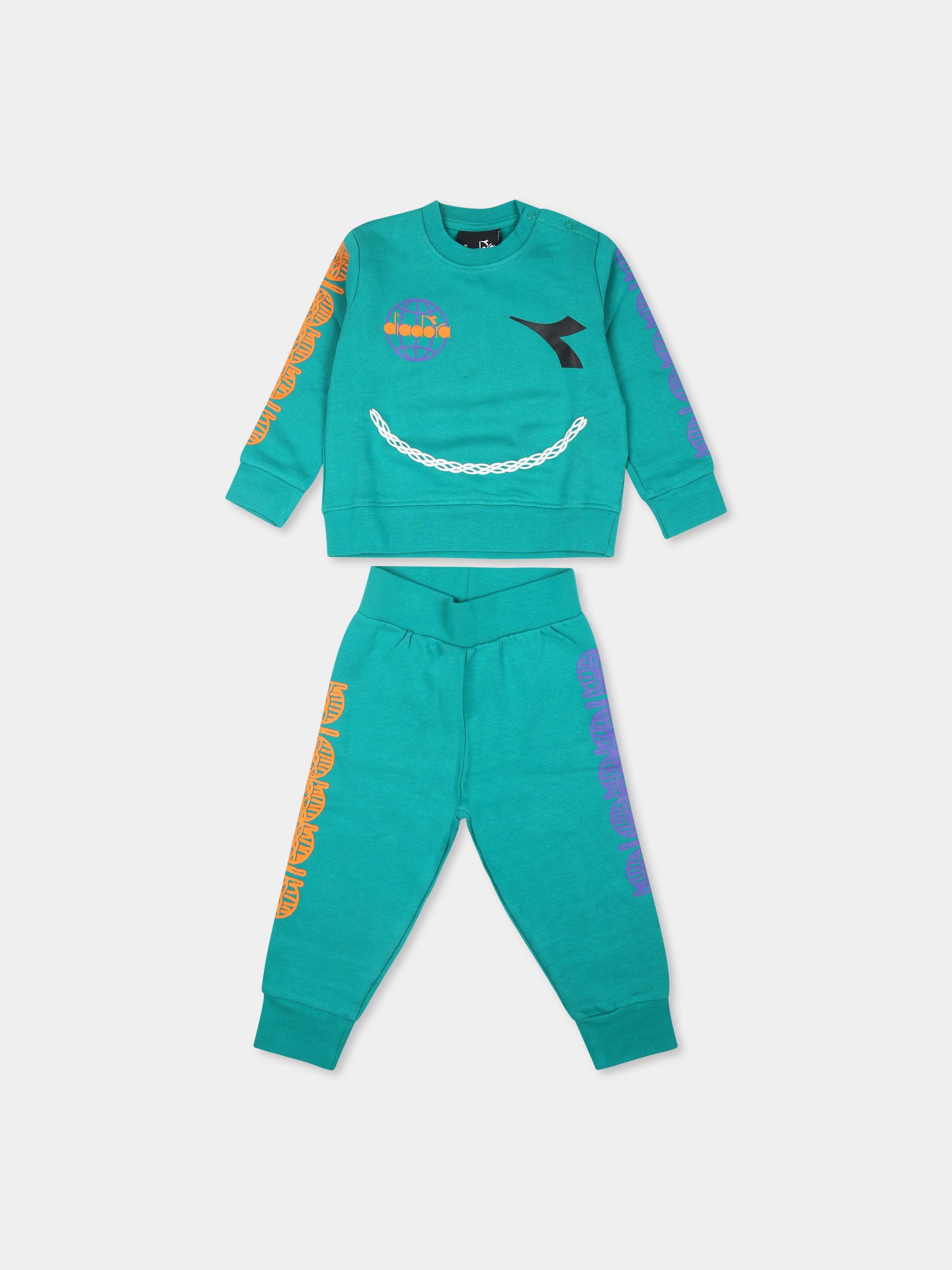 Completo verde per neonato con smile,Diadora Kids,F3DINBTP082 080