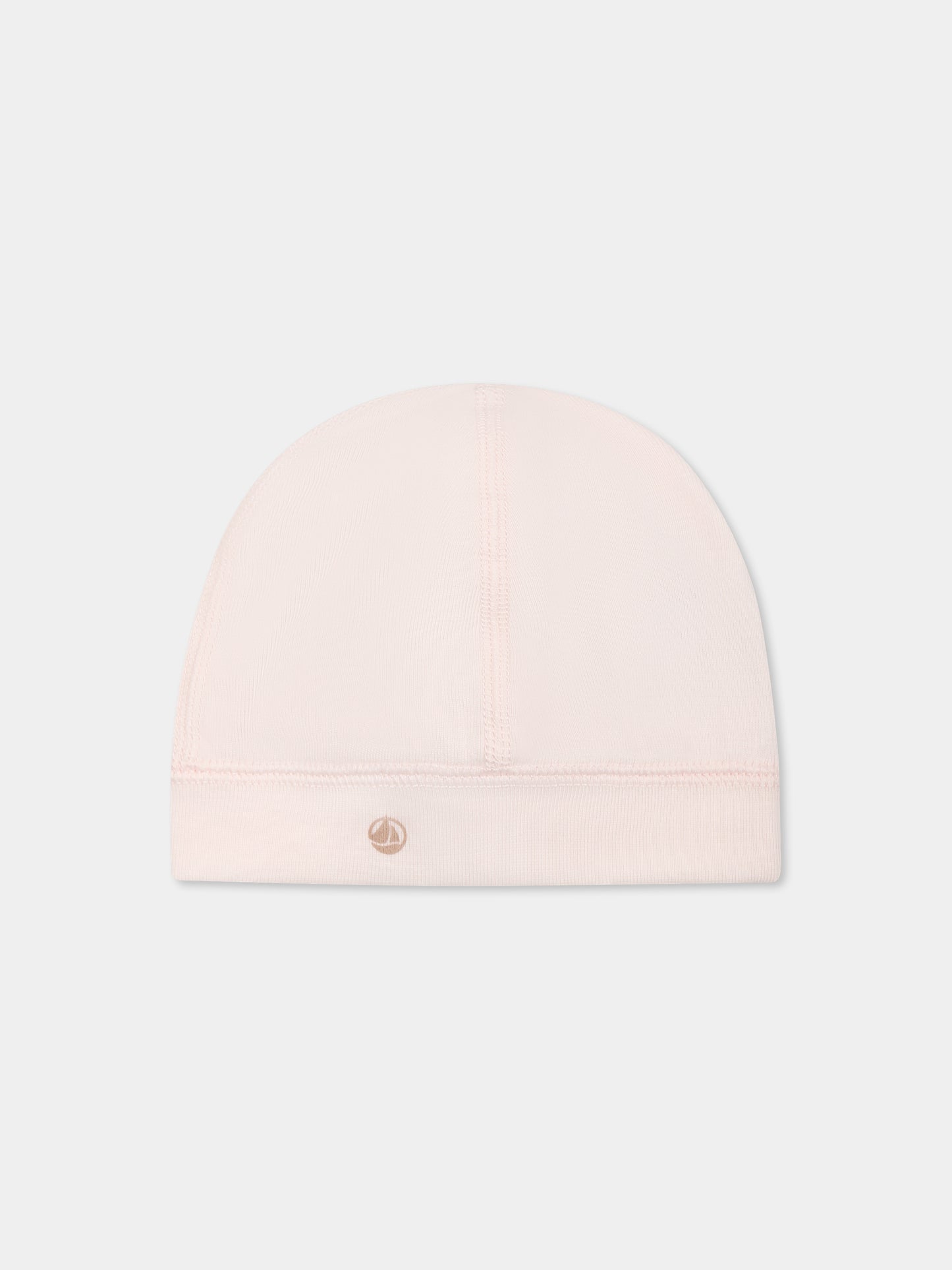 Pink hat for baby girl with logo
