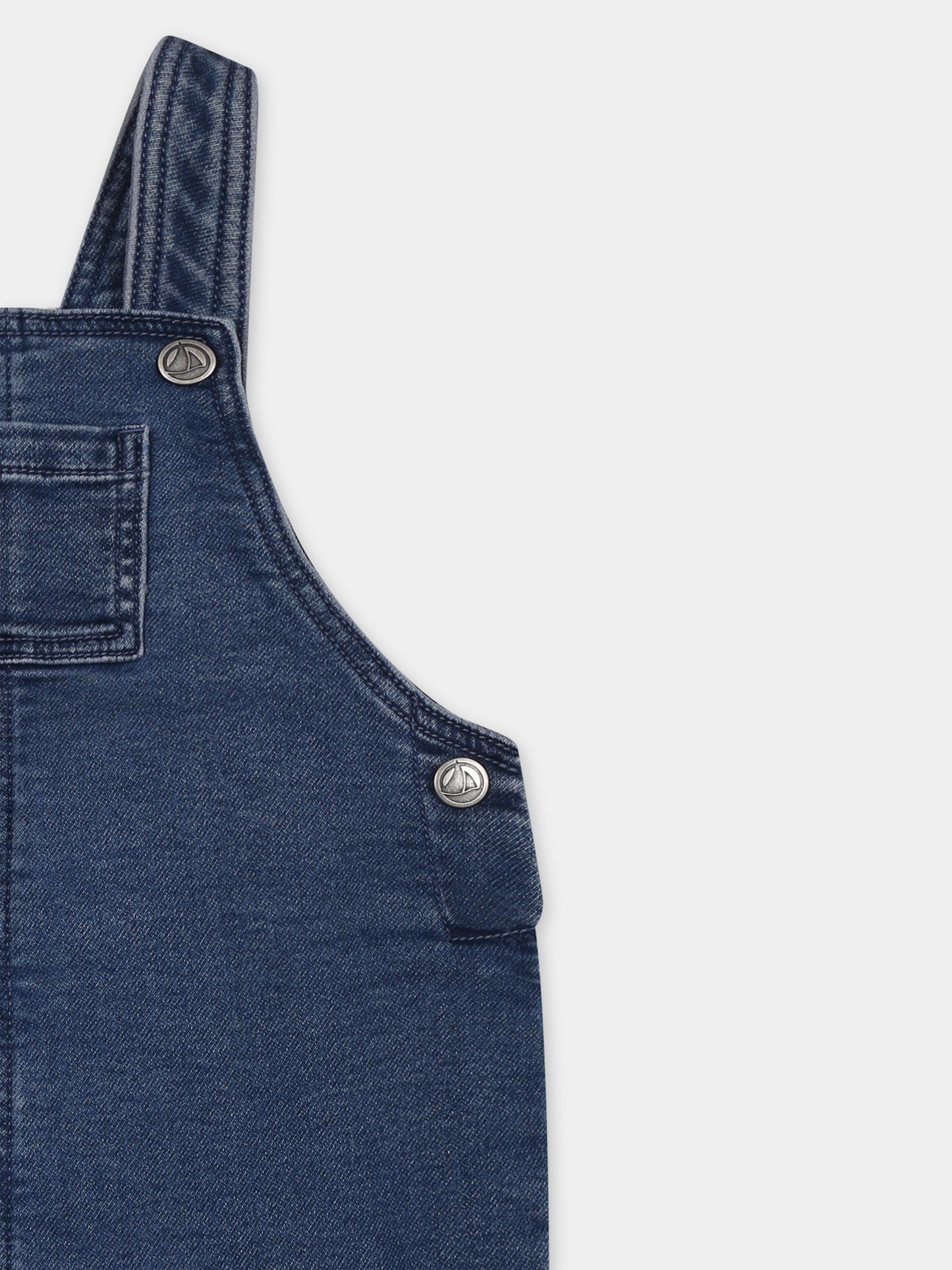 Salopette denim per neonati,Petit Bateau,A0CV8  BLEU DELAVE 01