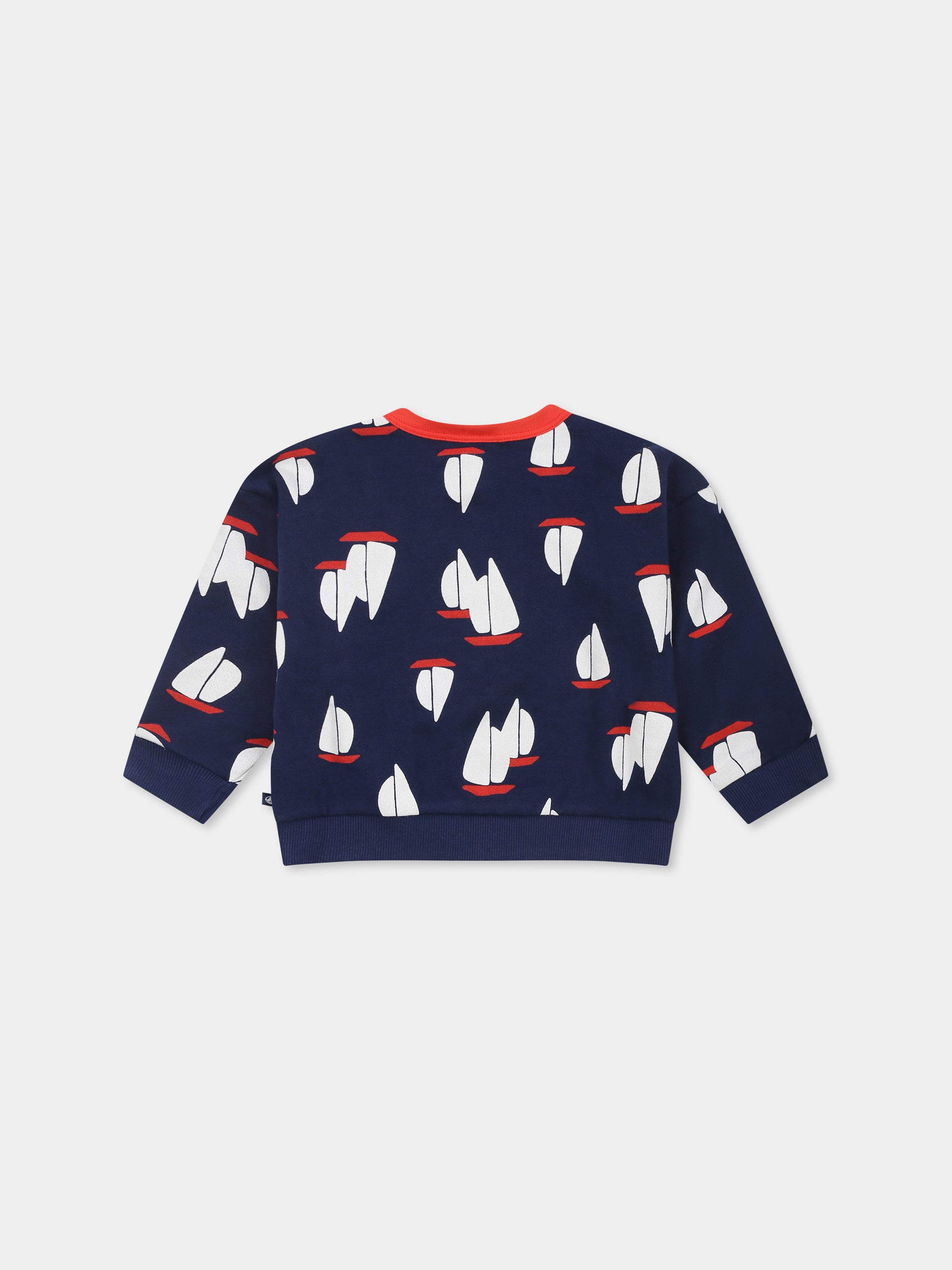 Felpa blu per neonato con barca a vela all over,Petit Bateau,A0COI MEDIEVAL/MULTICO 01