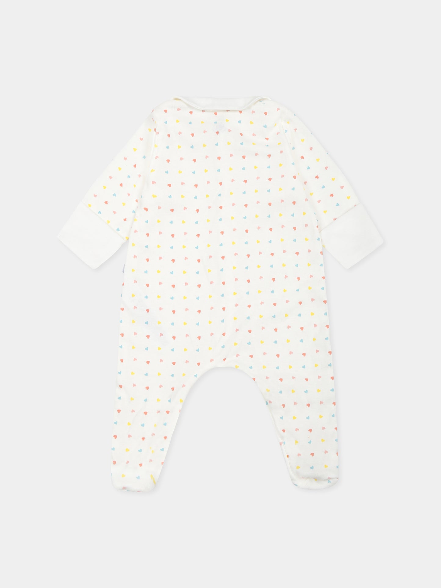 Tutina avorio per neonati con cuori,Petit Bateau,A0CJ7 MARSHMALLOW/MULTICO 01