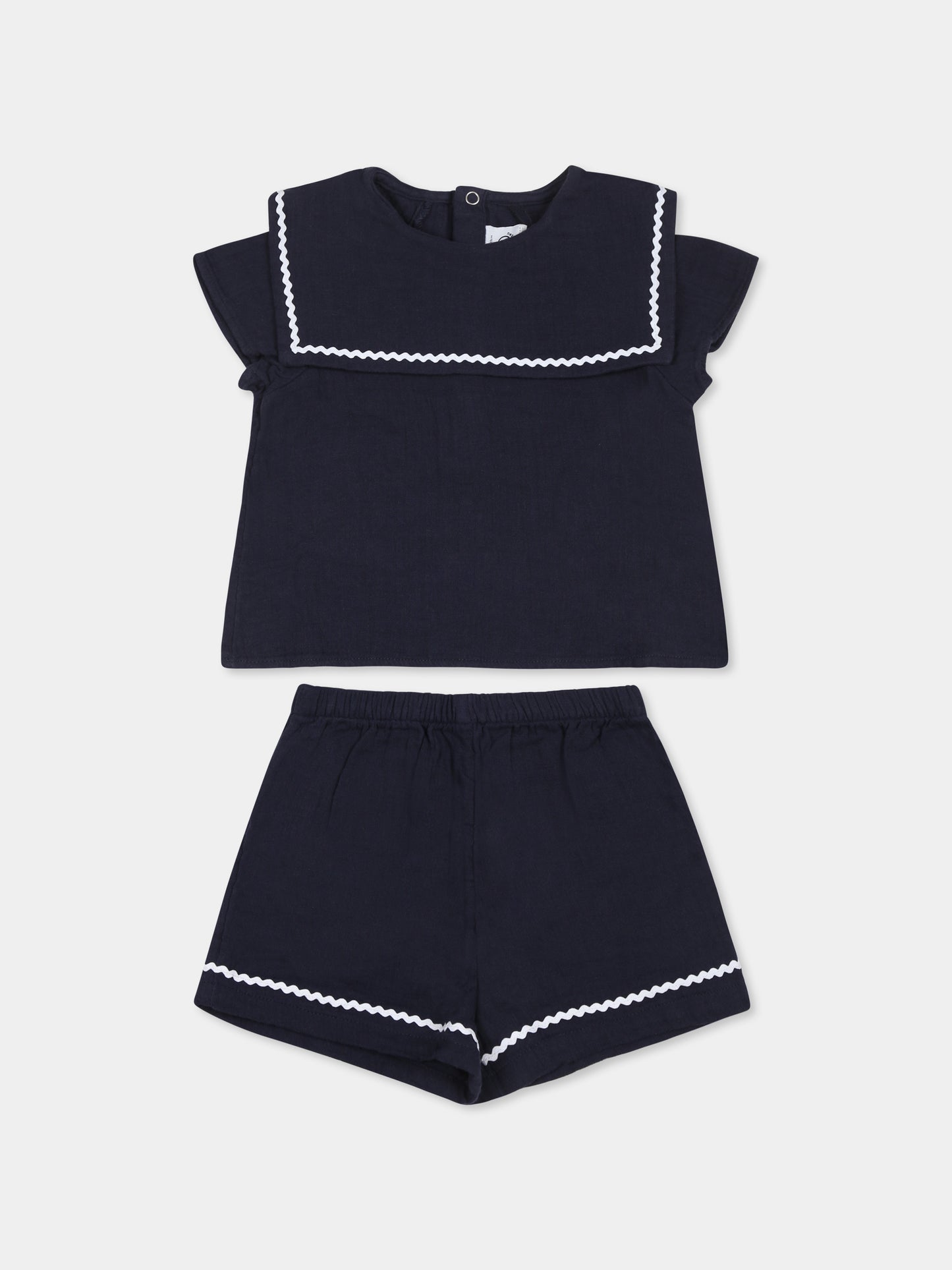 Completo blu per neonata,Petit Bateau,A0CKW SMOKING 01