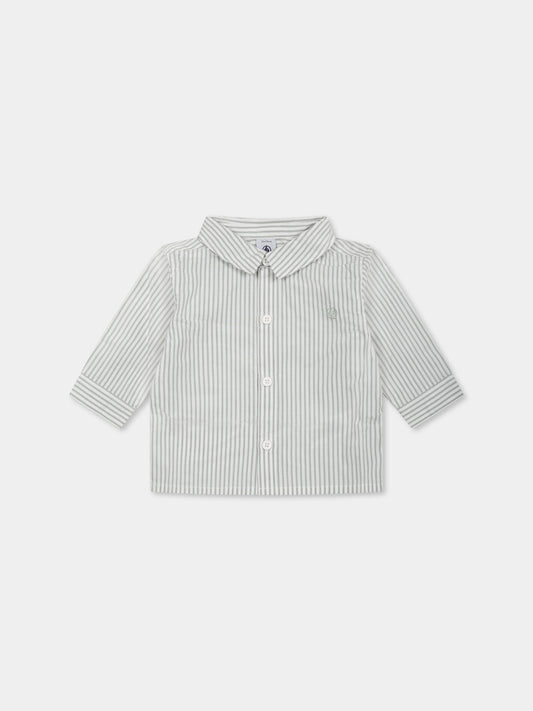 Camicia grigia per neonato con logo,Petit Bateau,A0CP9 PAUL/ECUME 09