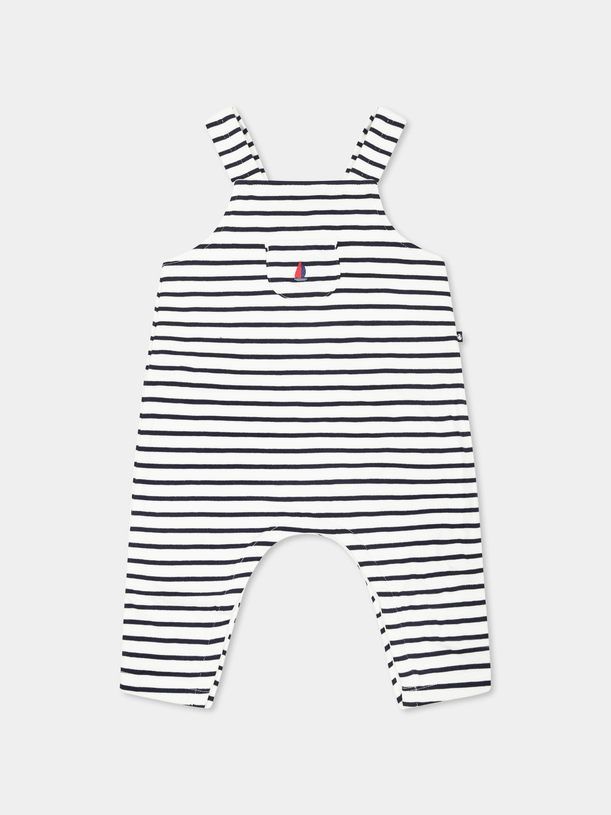 Completo multicolor per neonati con barca a vela,Petit Bateau,A0BBZ MARSHMALLOW/SMOKING 01